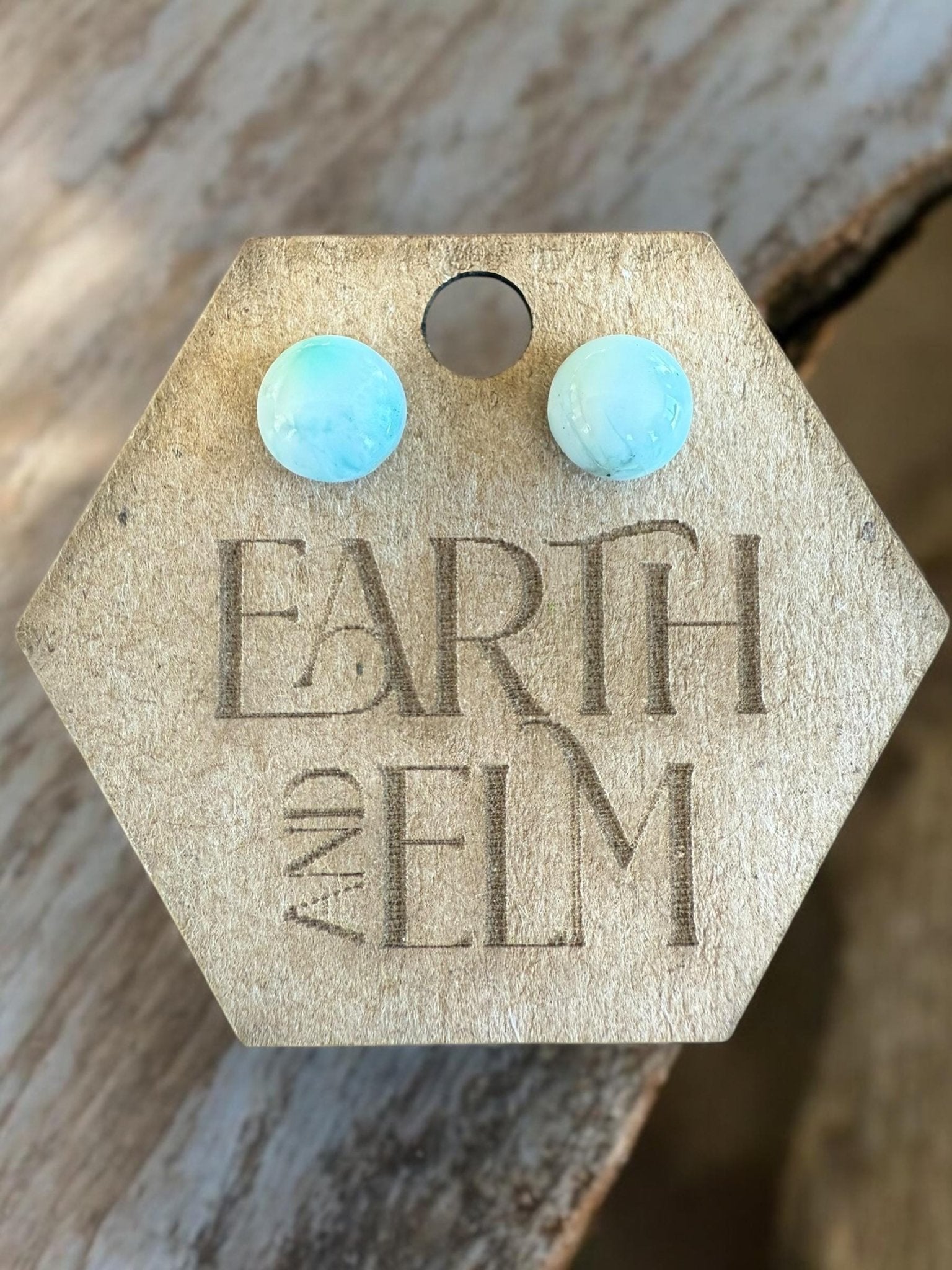 Larimar Round Gemstone Studs - earthandelm