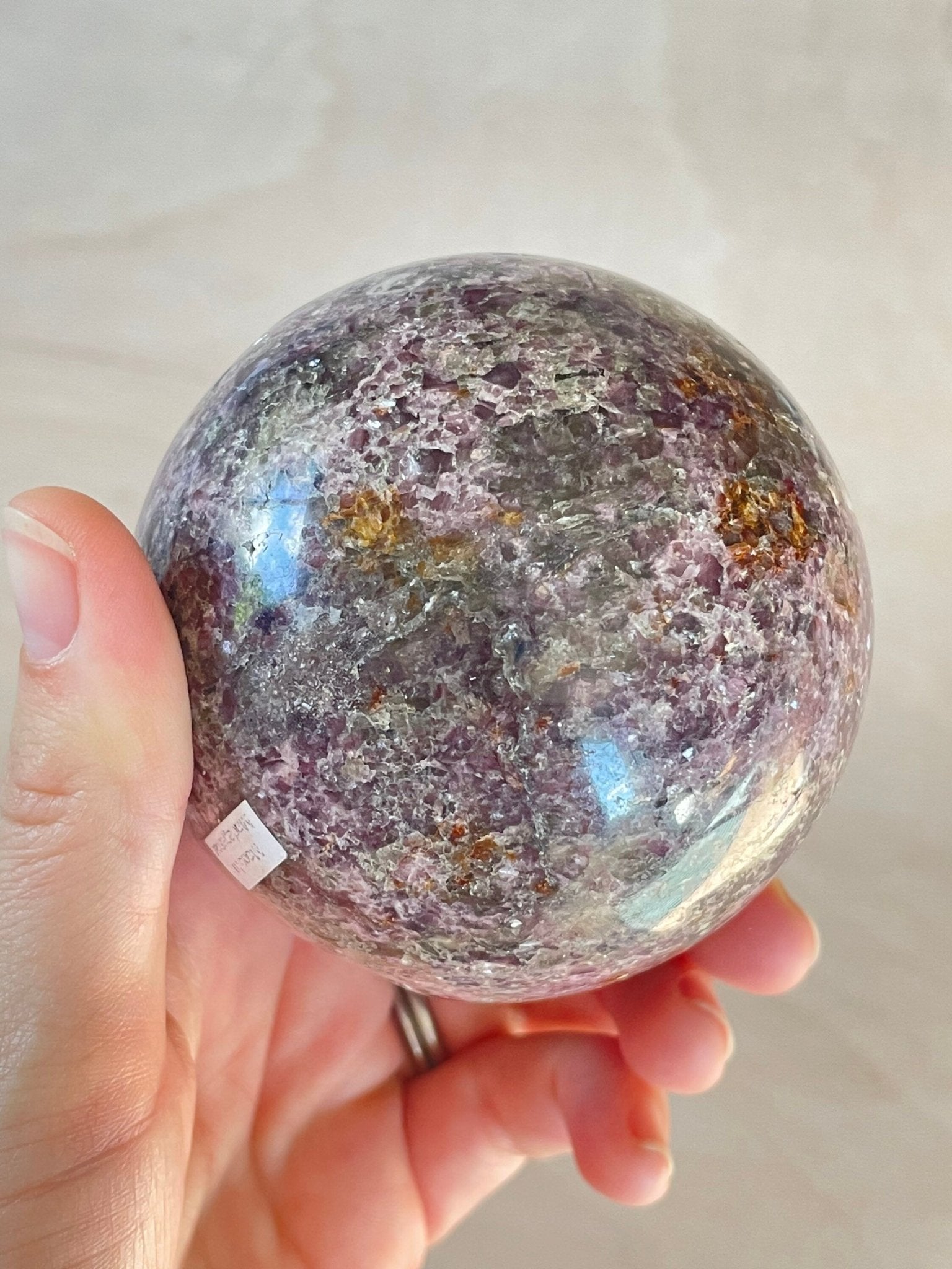 Lepidolite Sphere | Purple Crystal | Authentic Gemstone | Crystal Ball - earthandelm