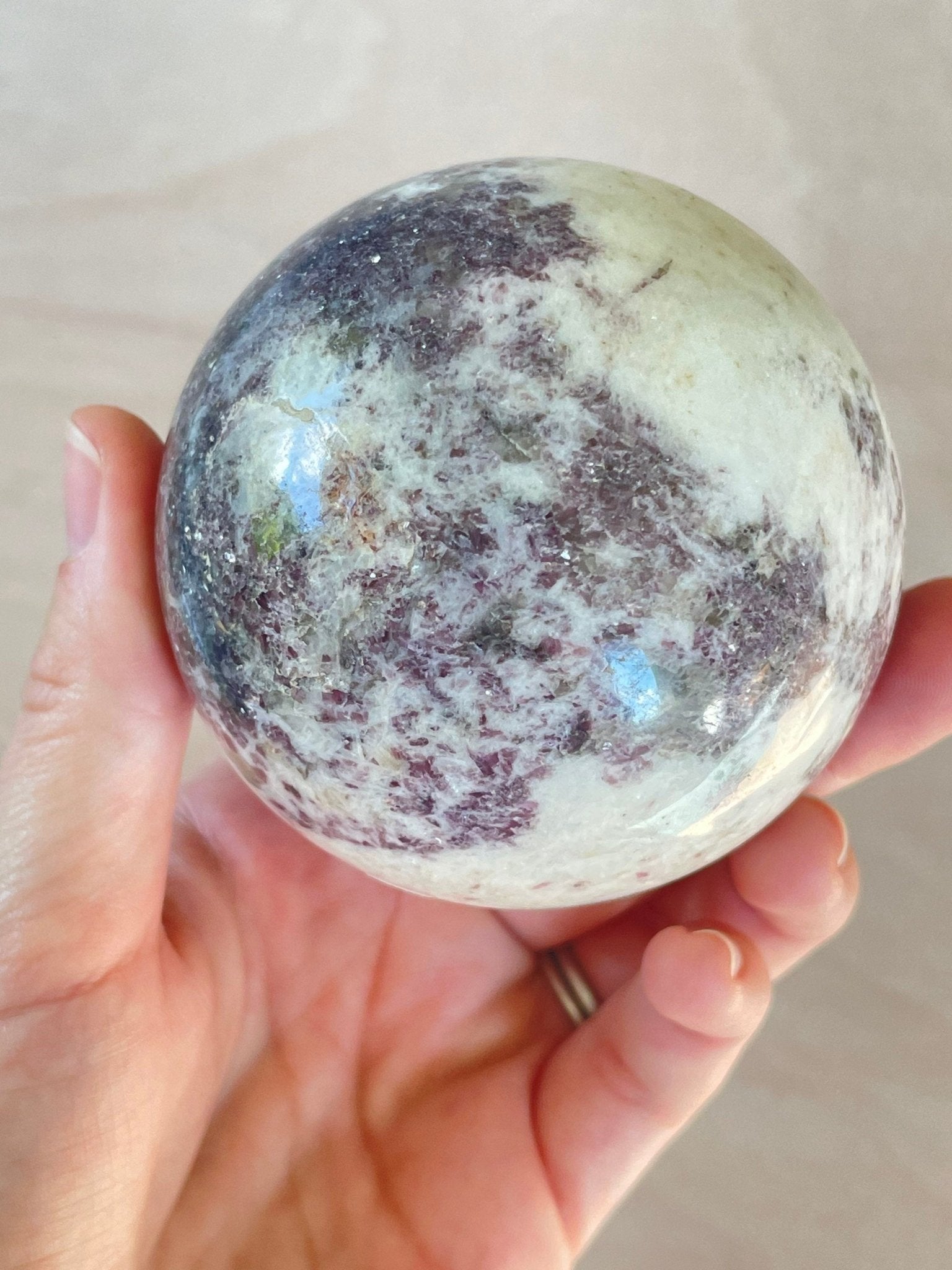 Lepidolite Sphere | Purple Crystal | Authentic Gemstone | Crystal Ball - earthandelm
