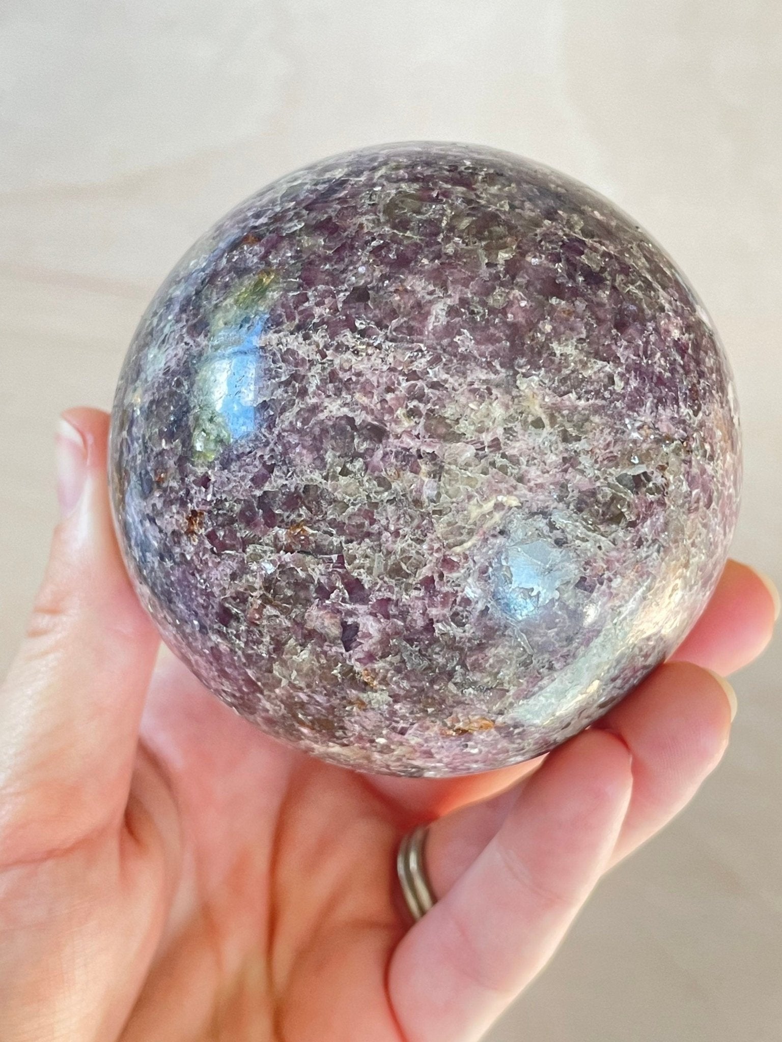 Lepidolite Sphere | Purple Crystal | Authentic Gemstone | Crystal Ball - earthandelm