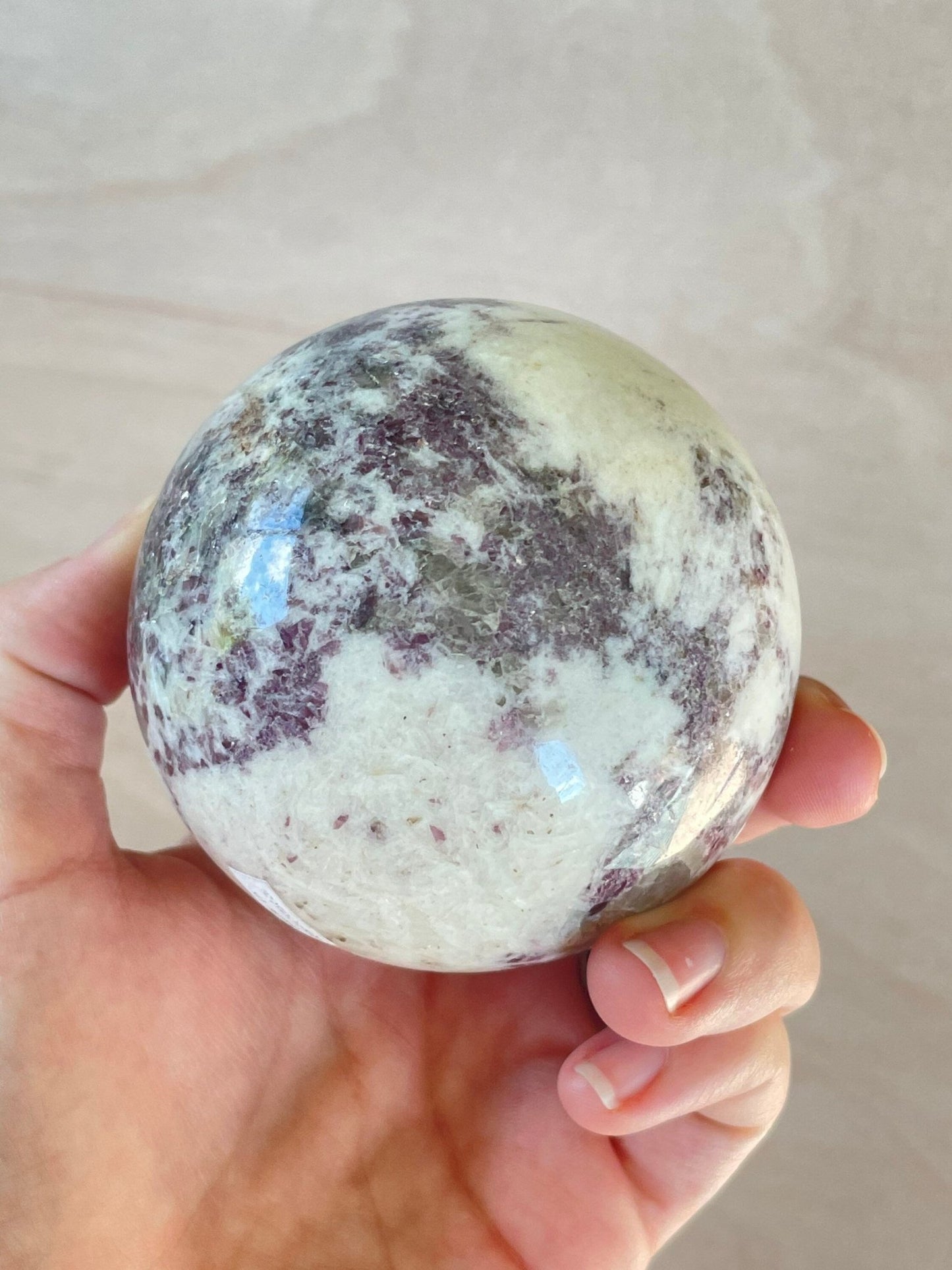 Lepidolite Sphere | Purple Crystal | Authentic Gemstone | Crystal Ball - earthandelm