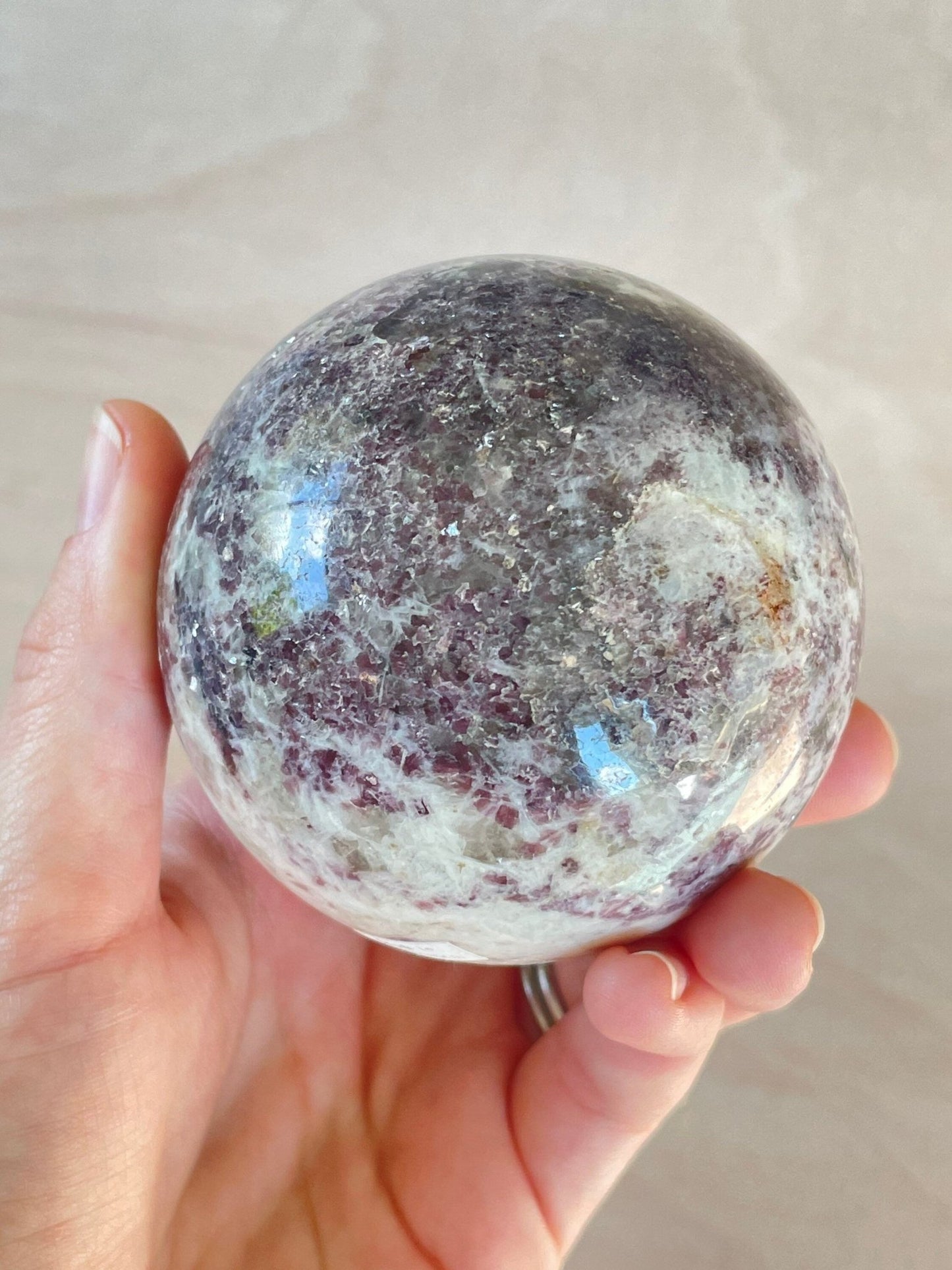 Lepidolite Sphere | Purple Crystal | Authentic Gemstone | Crystal Ball - earthandelm