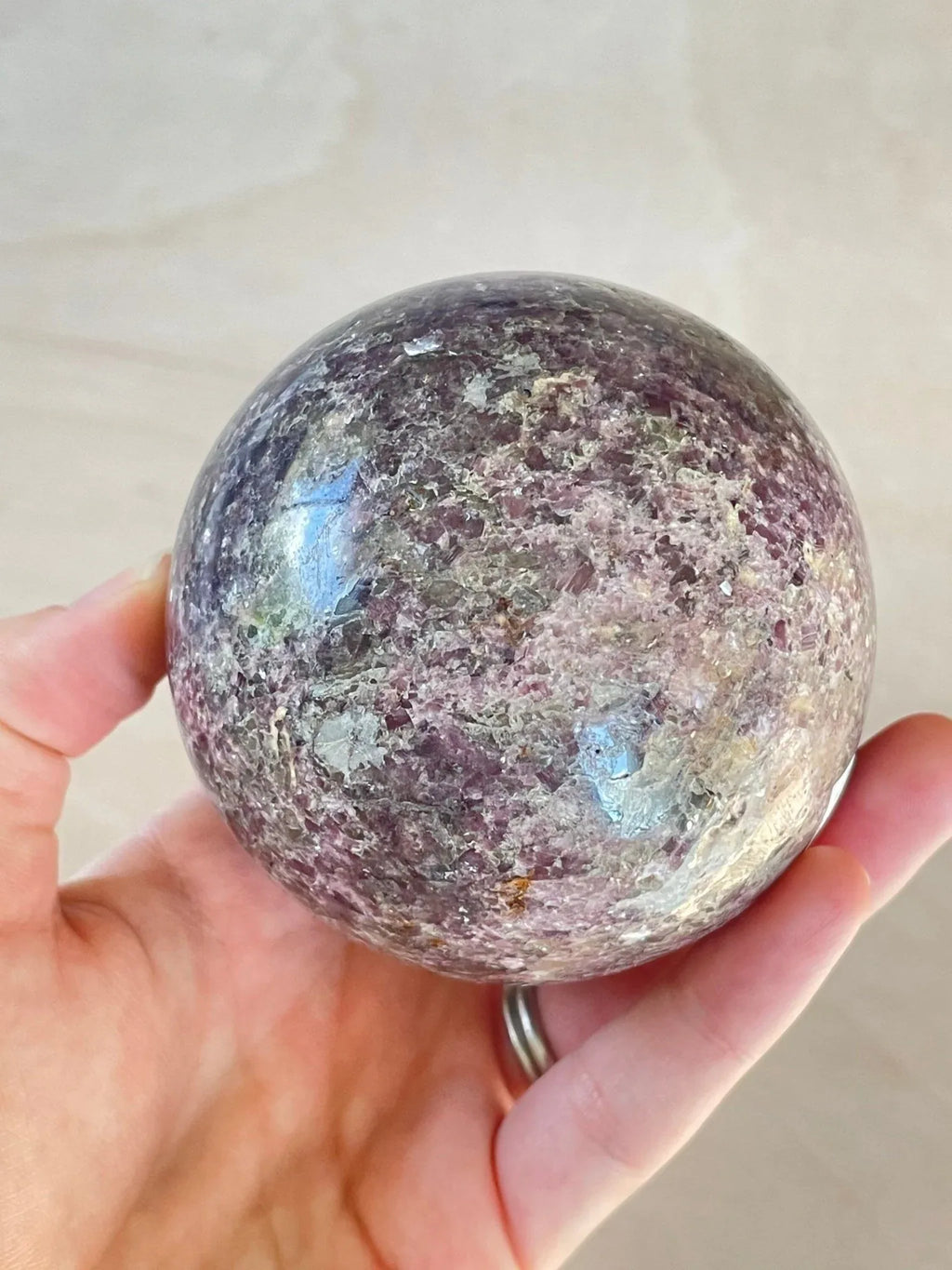 Lepidolite Sphere | Purple Crystal | Authentic Gemstone | Crystal Ball - earthandelm