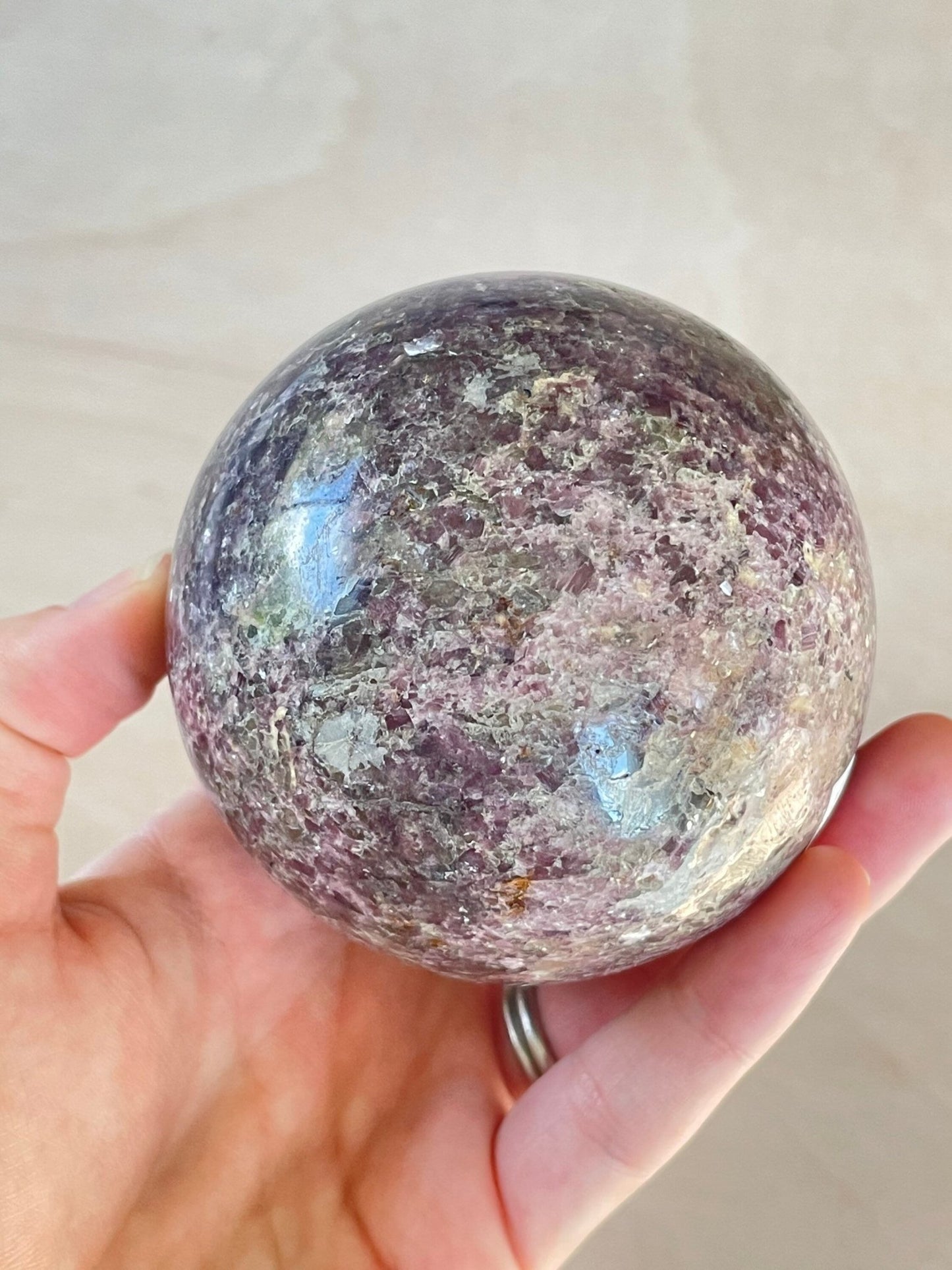 Lepidolite Sphere | Purple Crystal | Authentic Gemstone | Crystal Ball - earthandelm