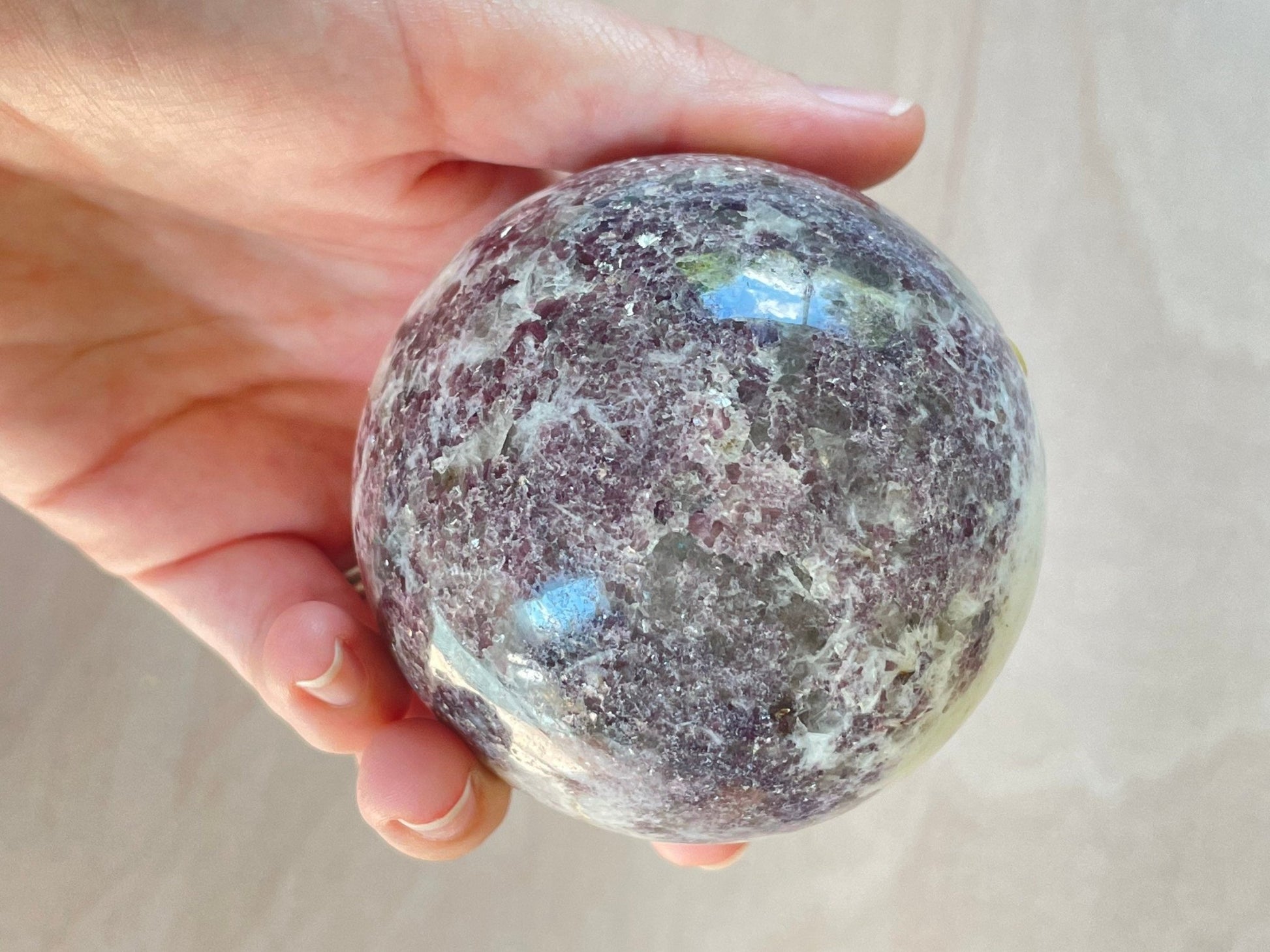 Lepidolite Sphere | Purple Crystal | Authentic Gemstone | Crystal Ball - earthandelm