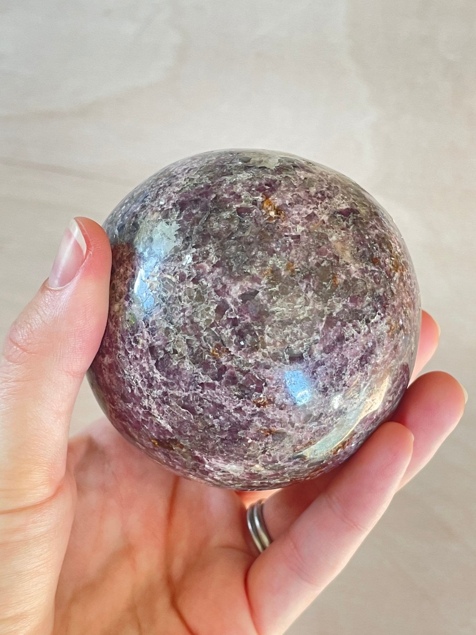 Lepidolite Sphere | Purple Crystal | Authentic Gemstone | Crystal Ball - earthandelm