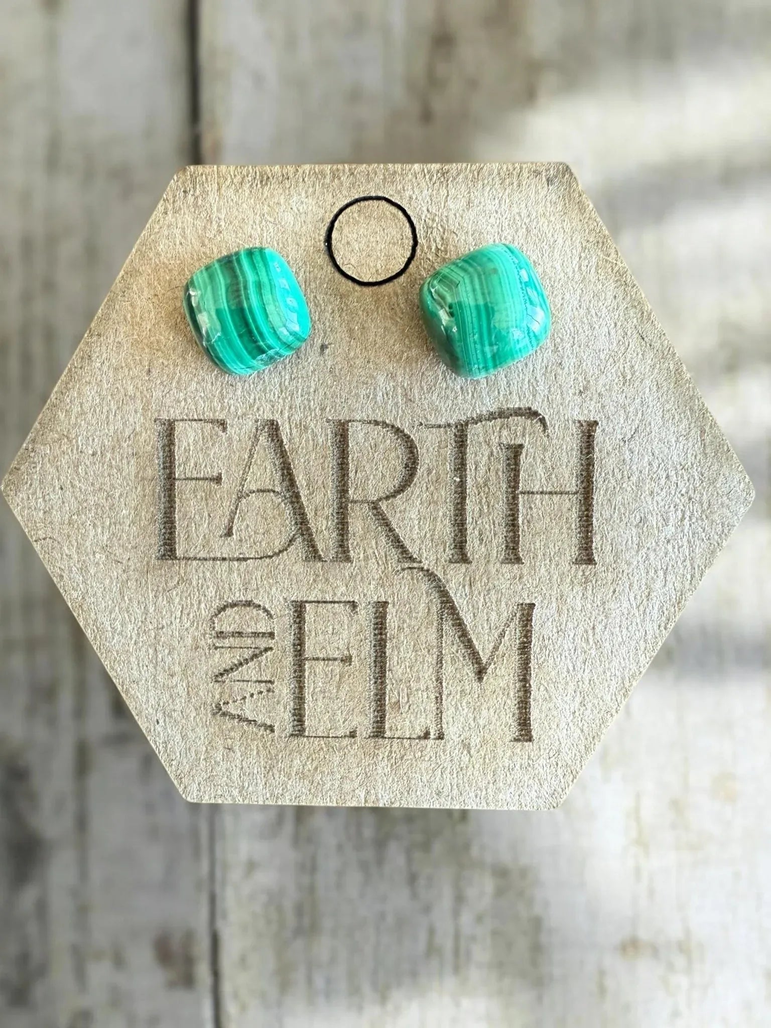 Malachite Cushion Studs - earthandelm