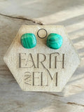 Malachite Cushion Studs - earthandelm
