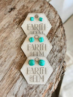 Malachite Cushion Studs - earthandelm
