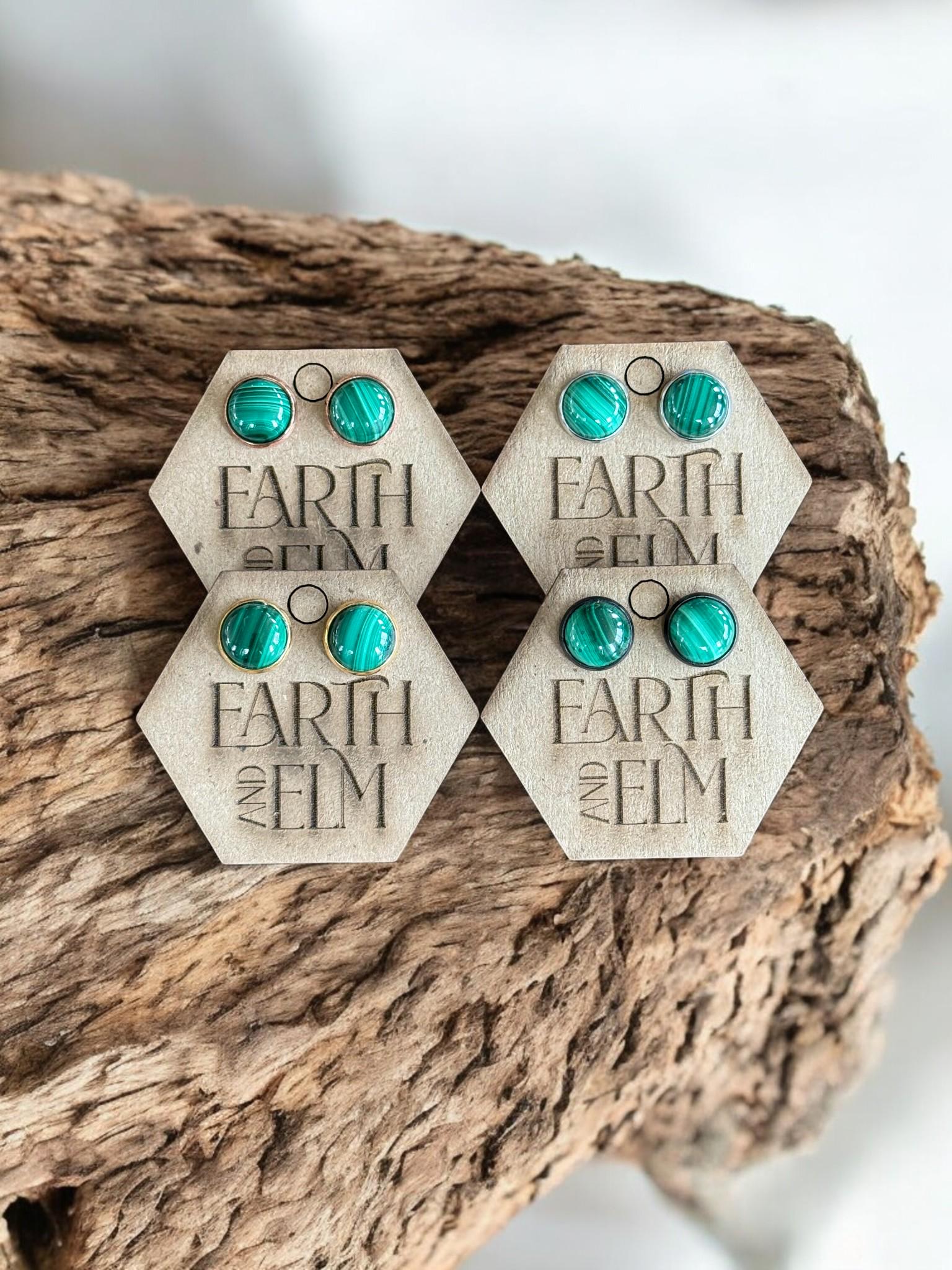 Malachite in Metal Settings - earthandelm