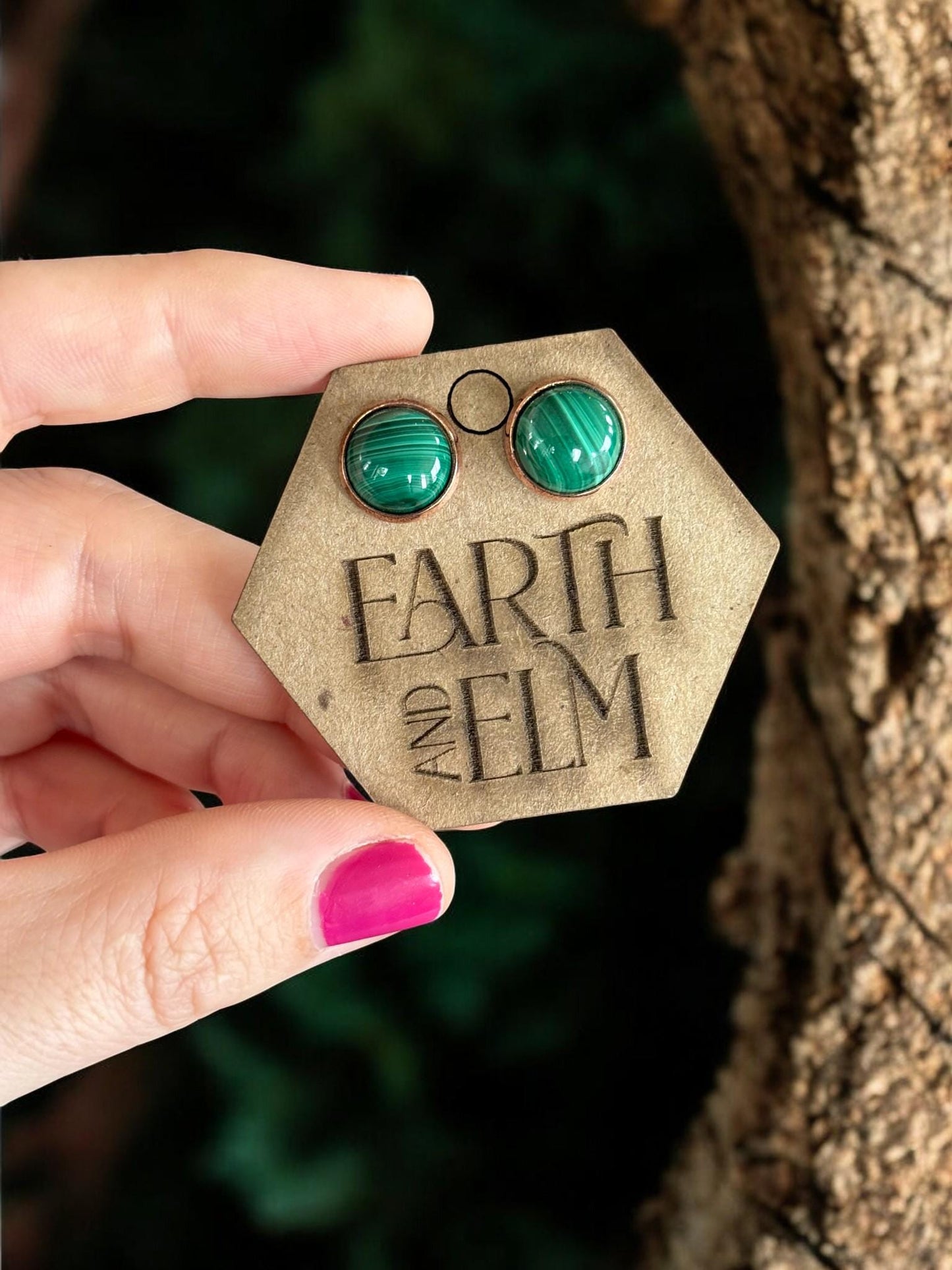 Malachite in Metal Settings - earthandelm