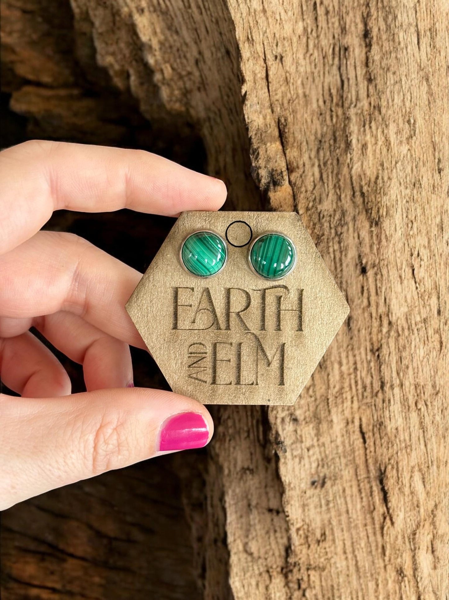 Malachite in Metal Settings - earthandelm