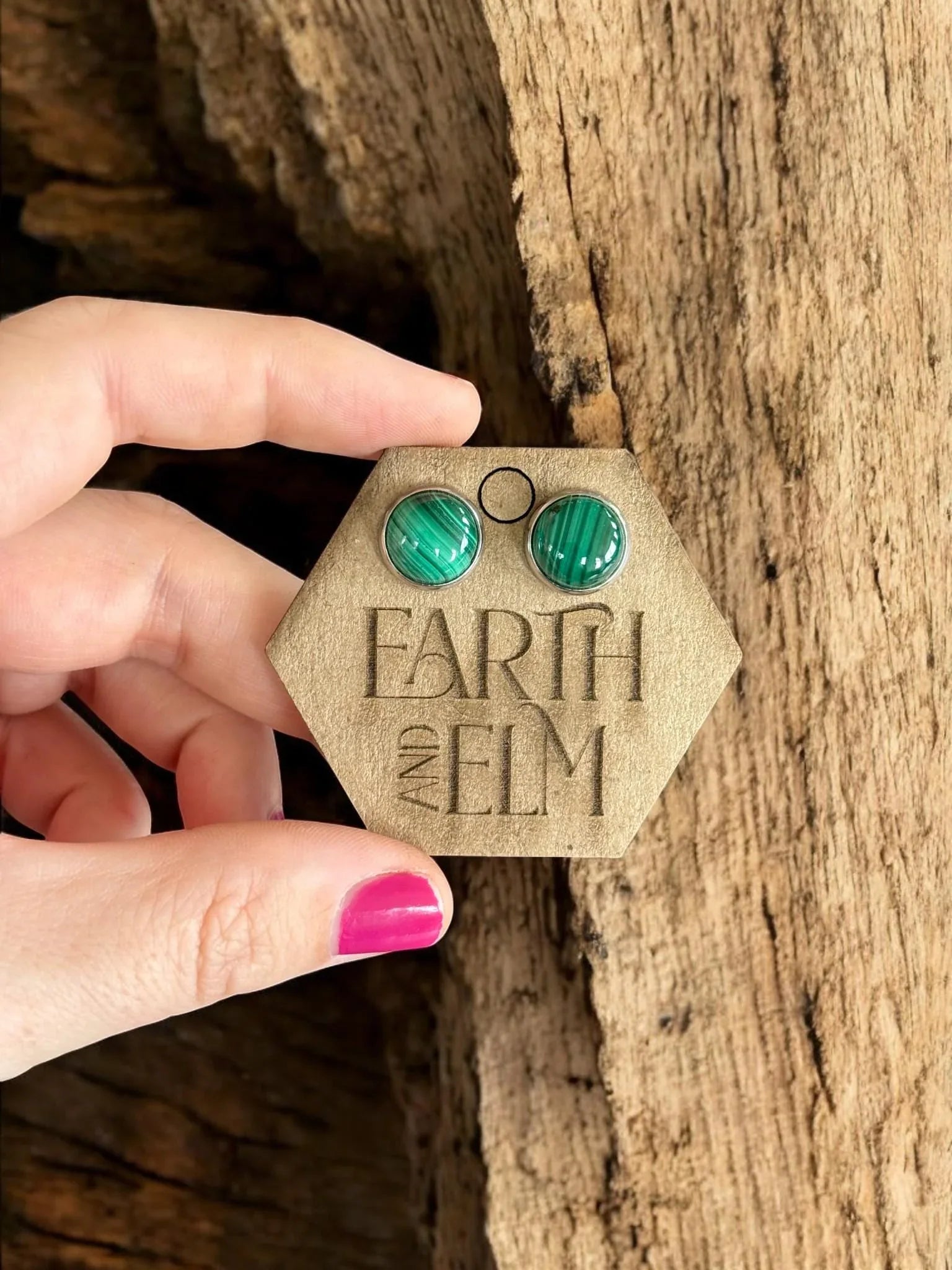 Malachite in Metal Settings - earthandelm
