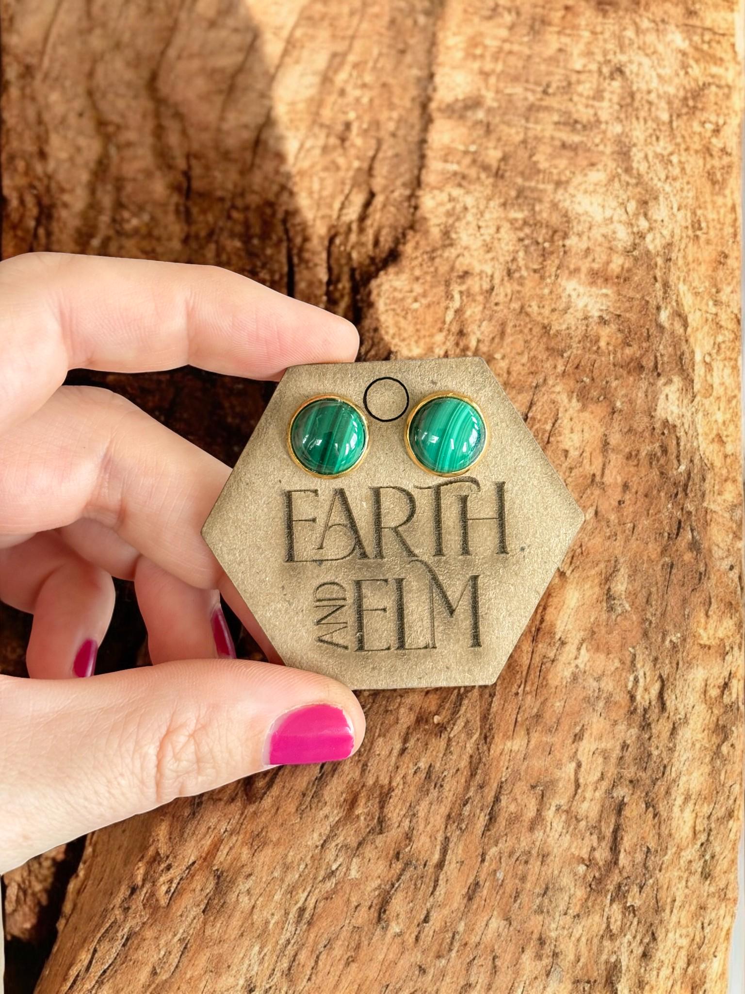 Malachite in Metal Settings - earthandelm