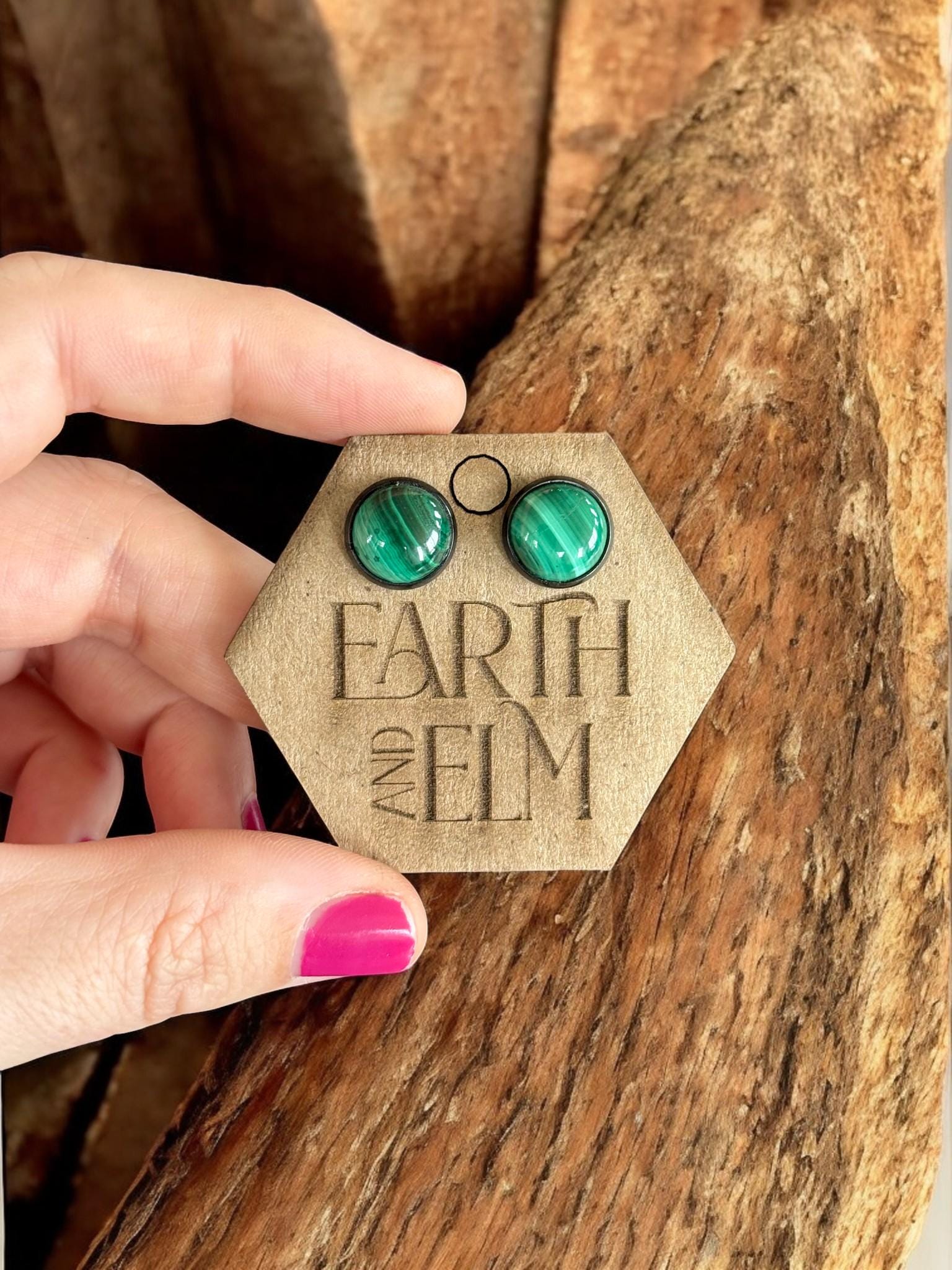 Malachite in Metal Settings - earthandelm