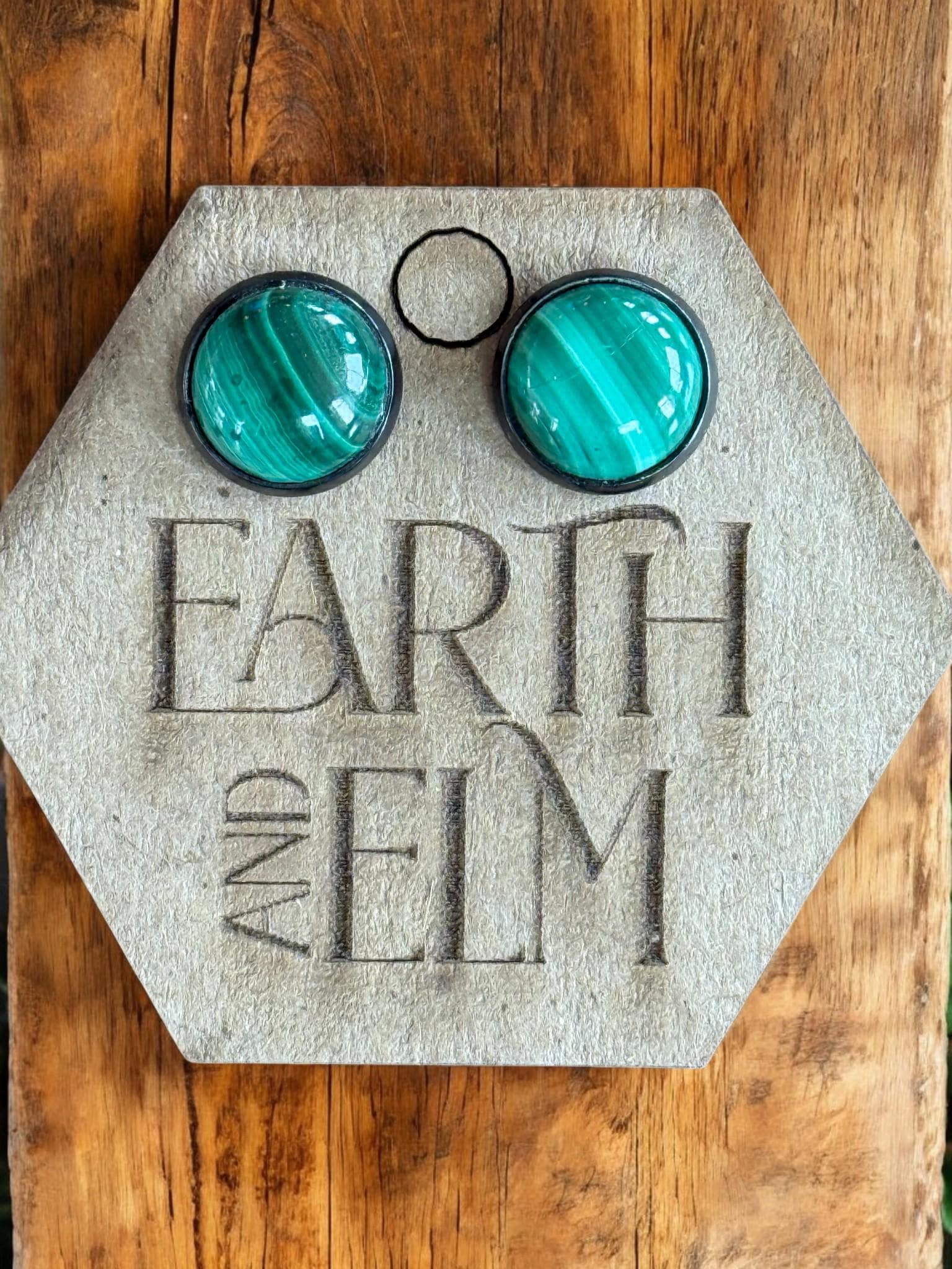 Malachite in Metal Settings - earthandelm