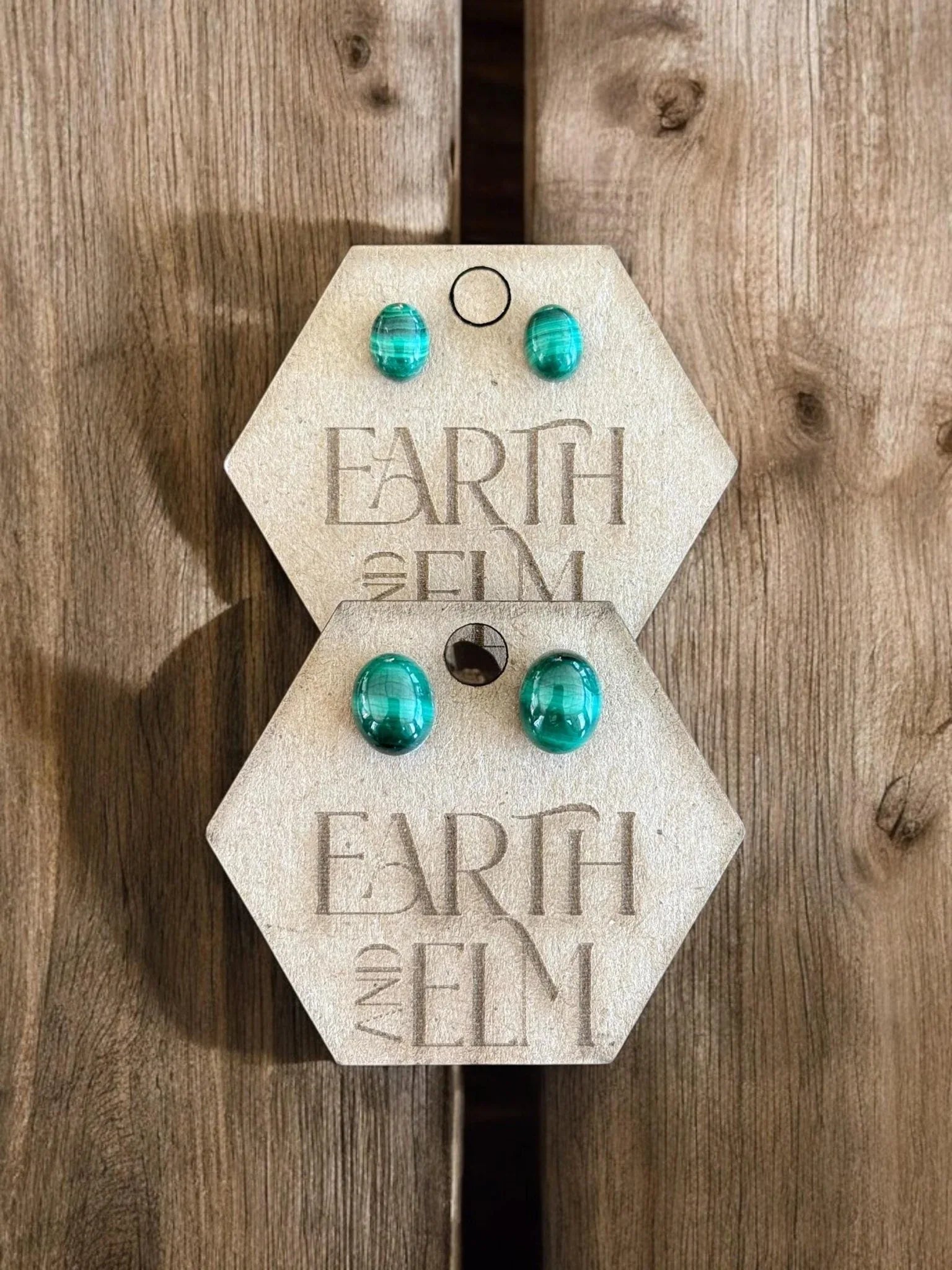 Malachite Oval Gemstone Studs - earthandelm
