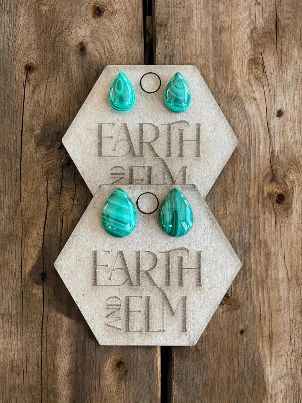 Malachite Pear Studs - earthandelm