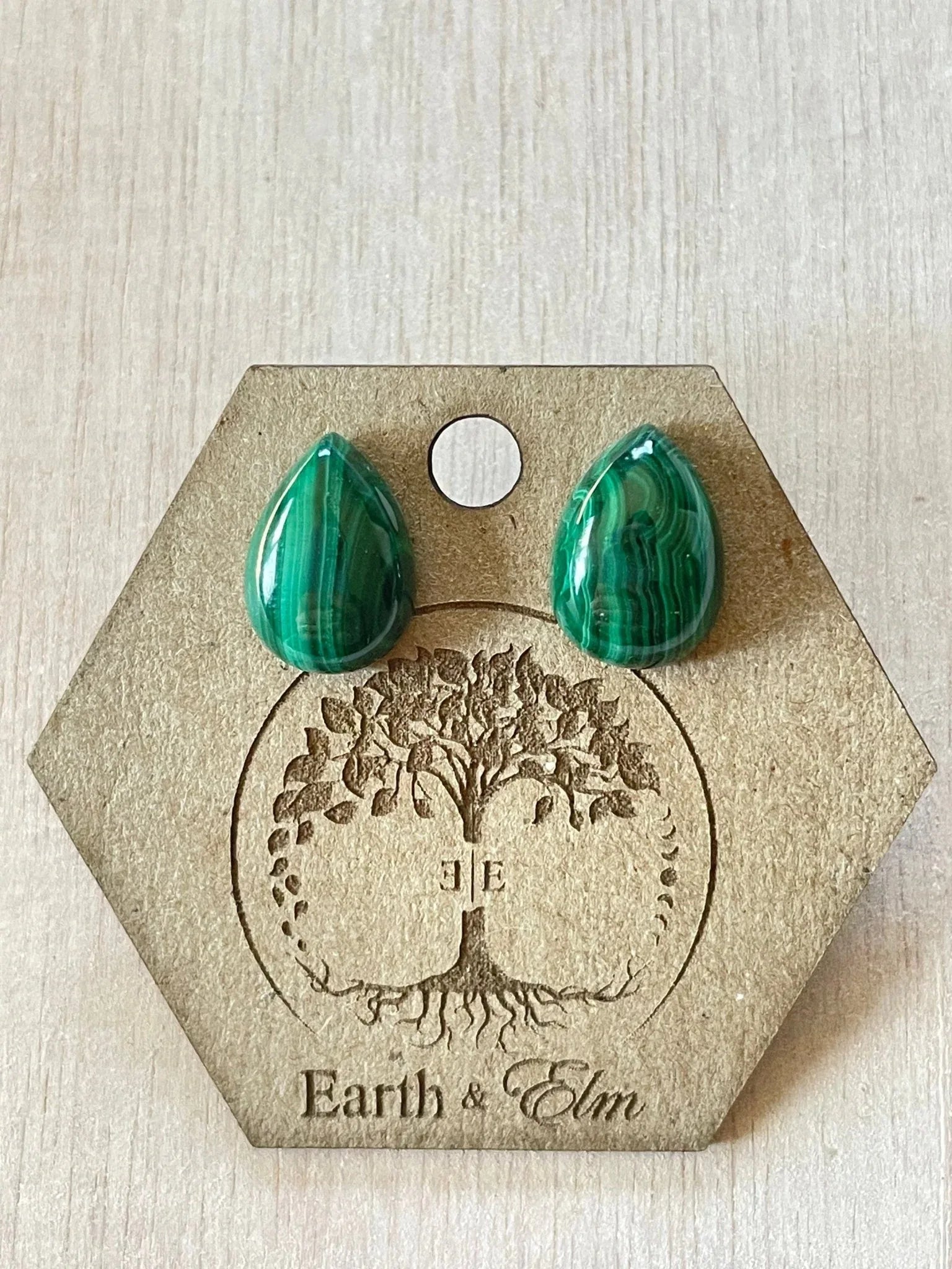 Malachite Pear Studs - earthandelm
