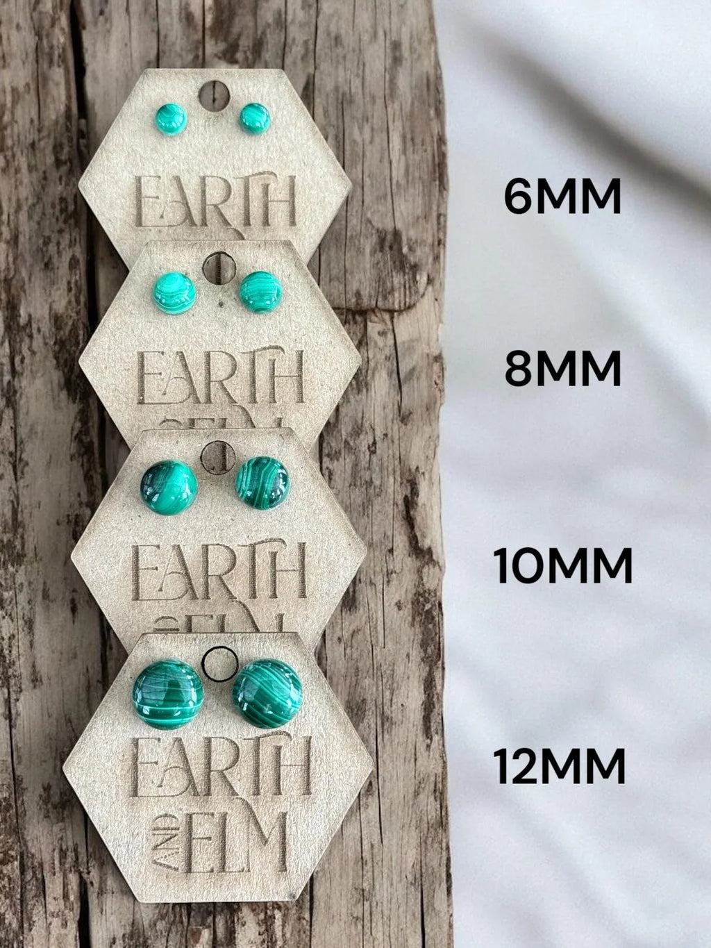Malachite Round Studs - earthandelm