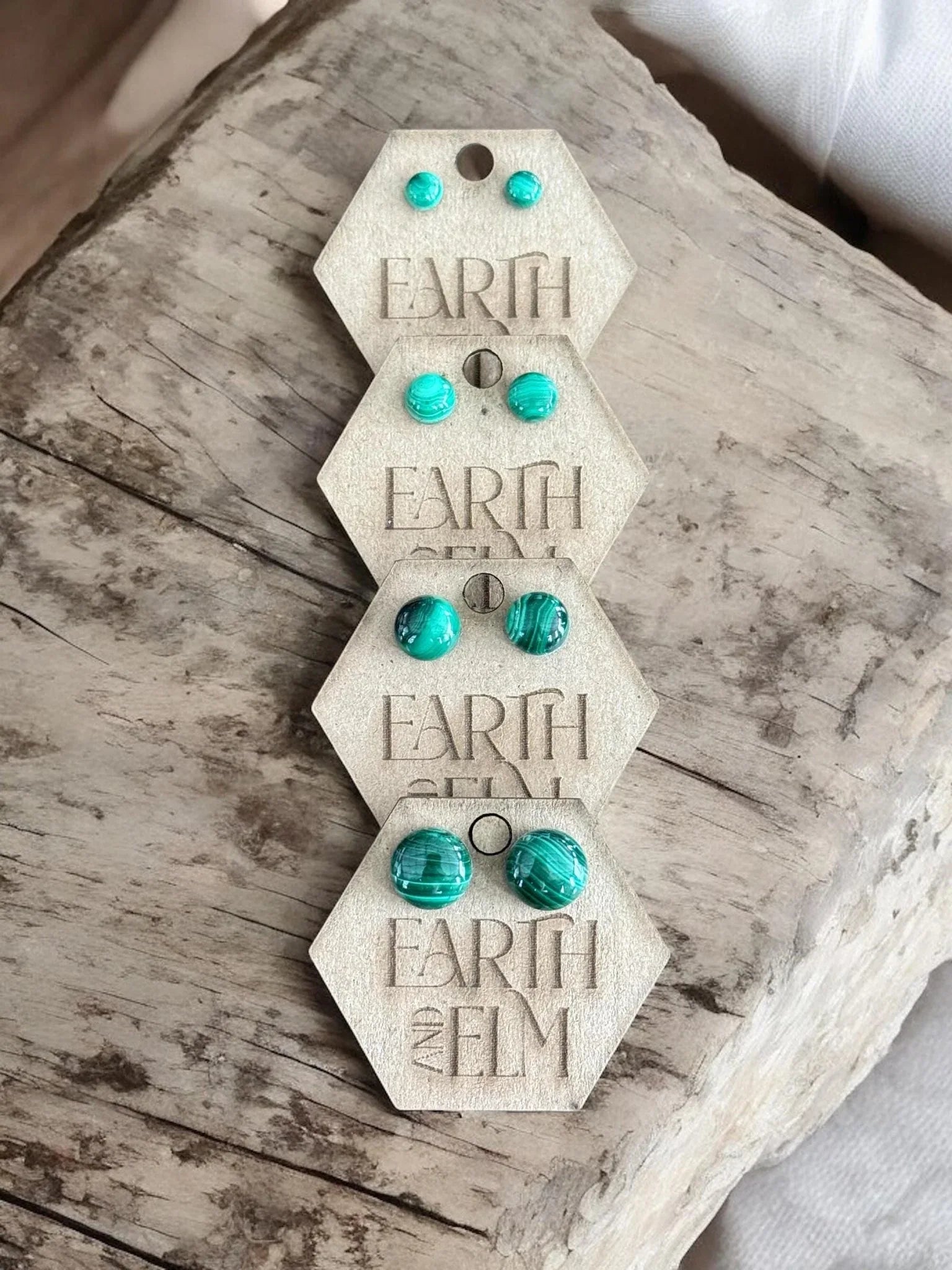 Malachite Round Studs - earthandelm
