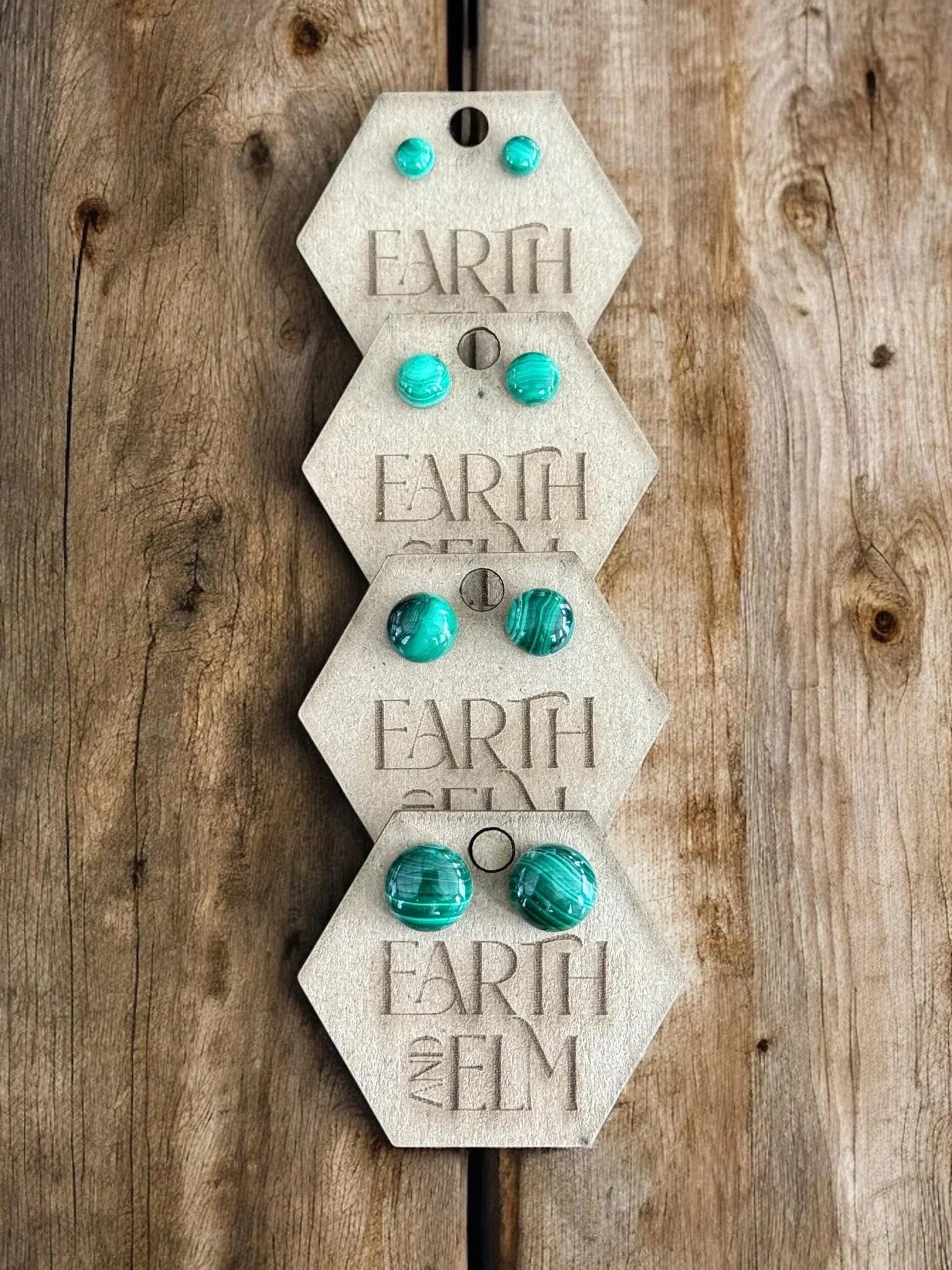 Malachite Round Studs - earthandelm