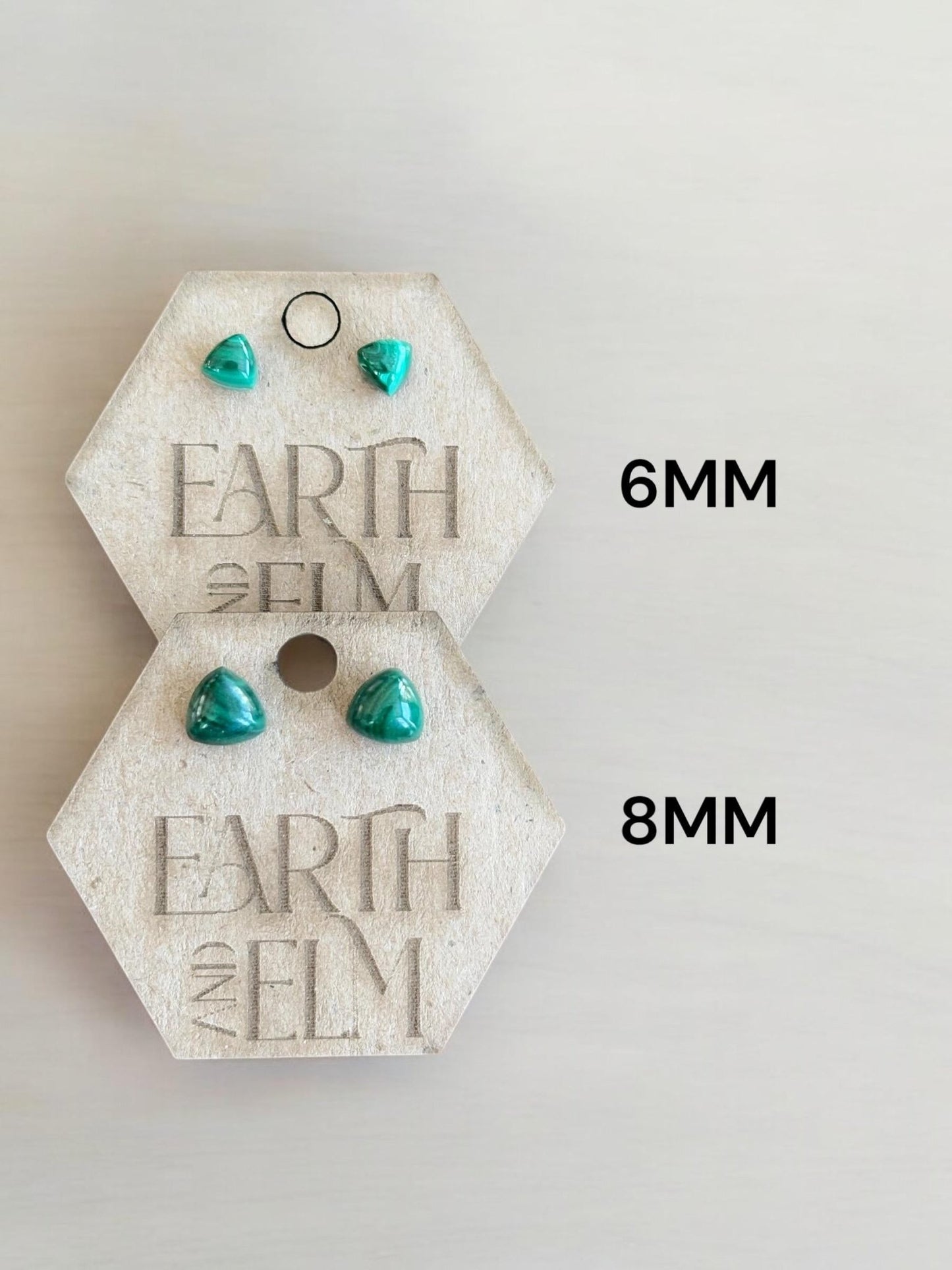 Malachite Trillion Studs - earthandelm