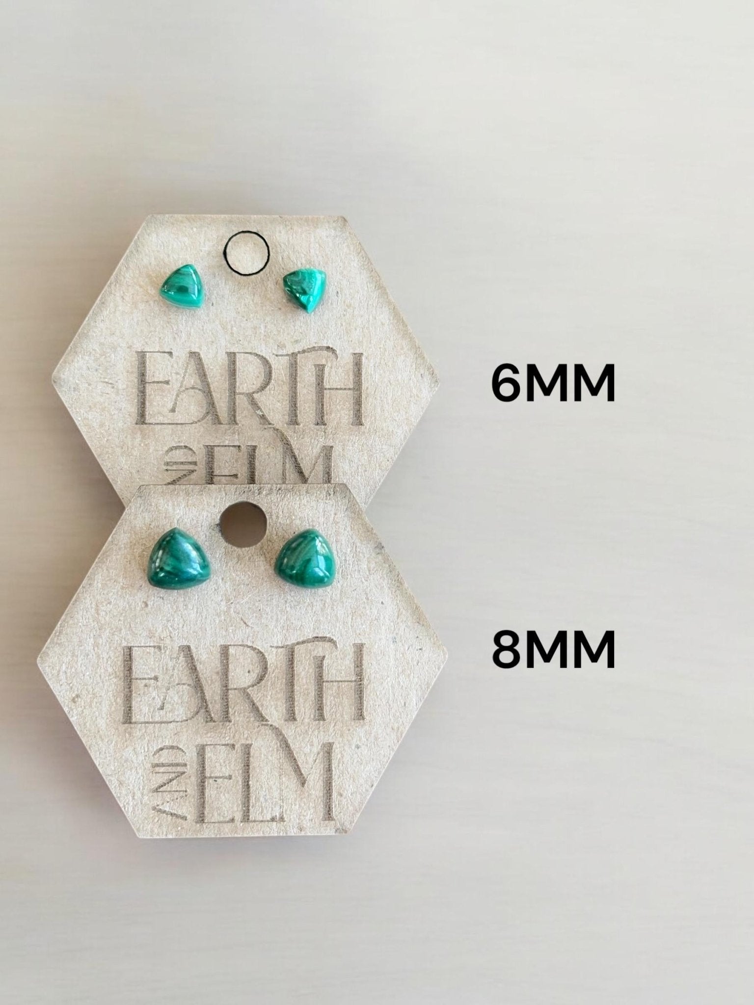 Malachite Trillion Studs - earthandelm