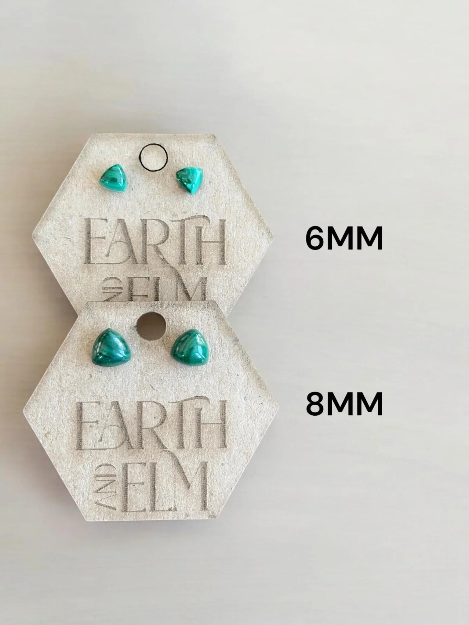 Malachite Trillion Studs - earthandelm