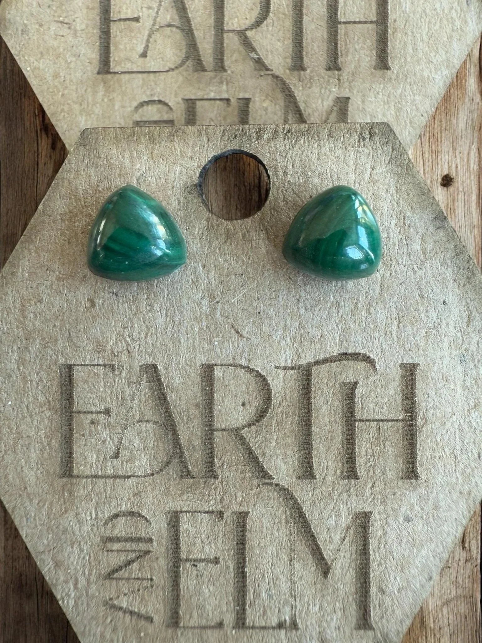 Malachite Trillion Studs - earthandelm