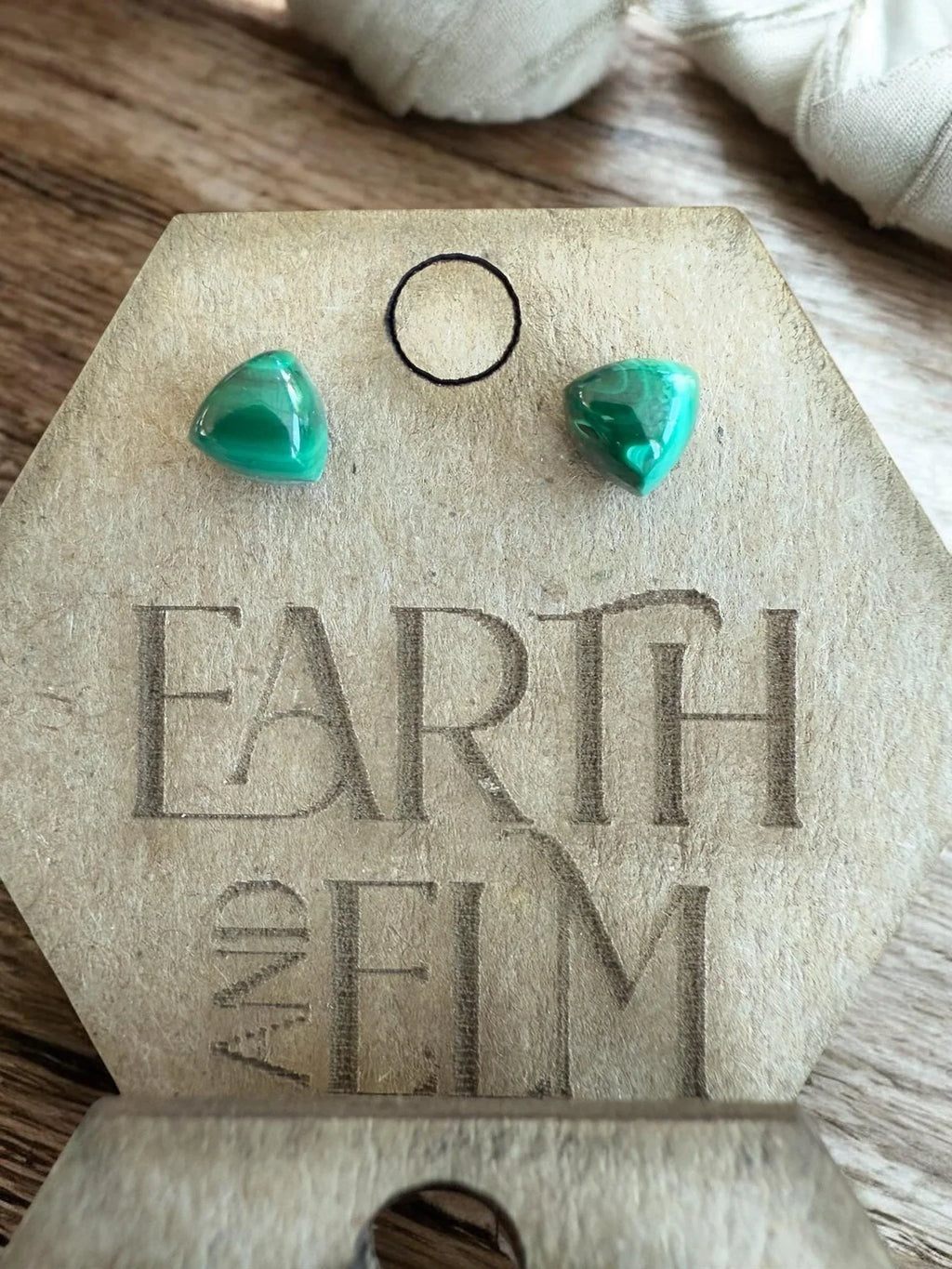 Malachite Trillion Studs - earthandelm