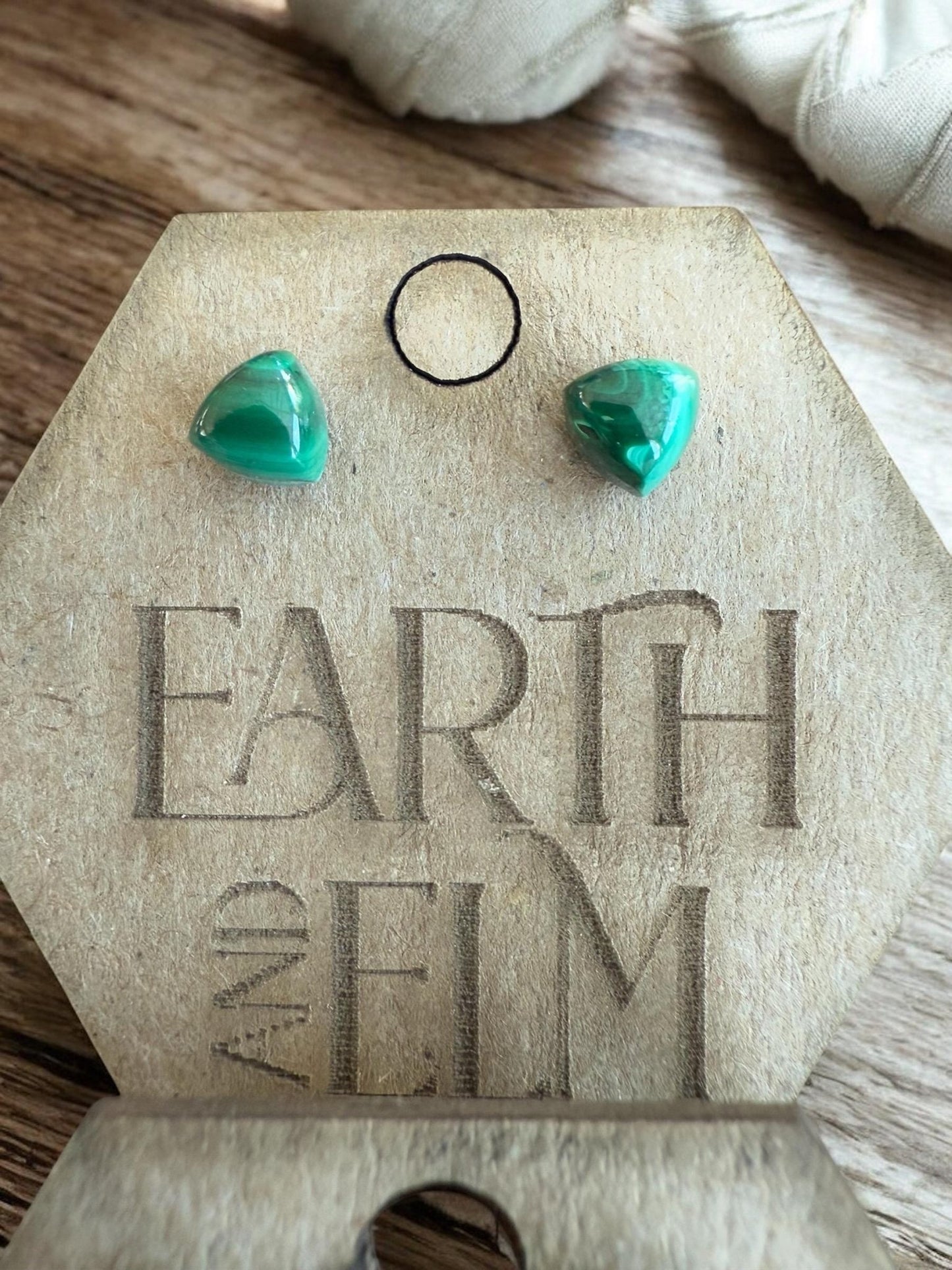 Malachite Trillion Studs - earthandelm