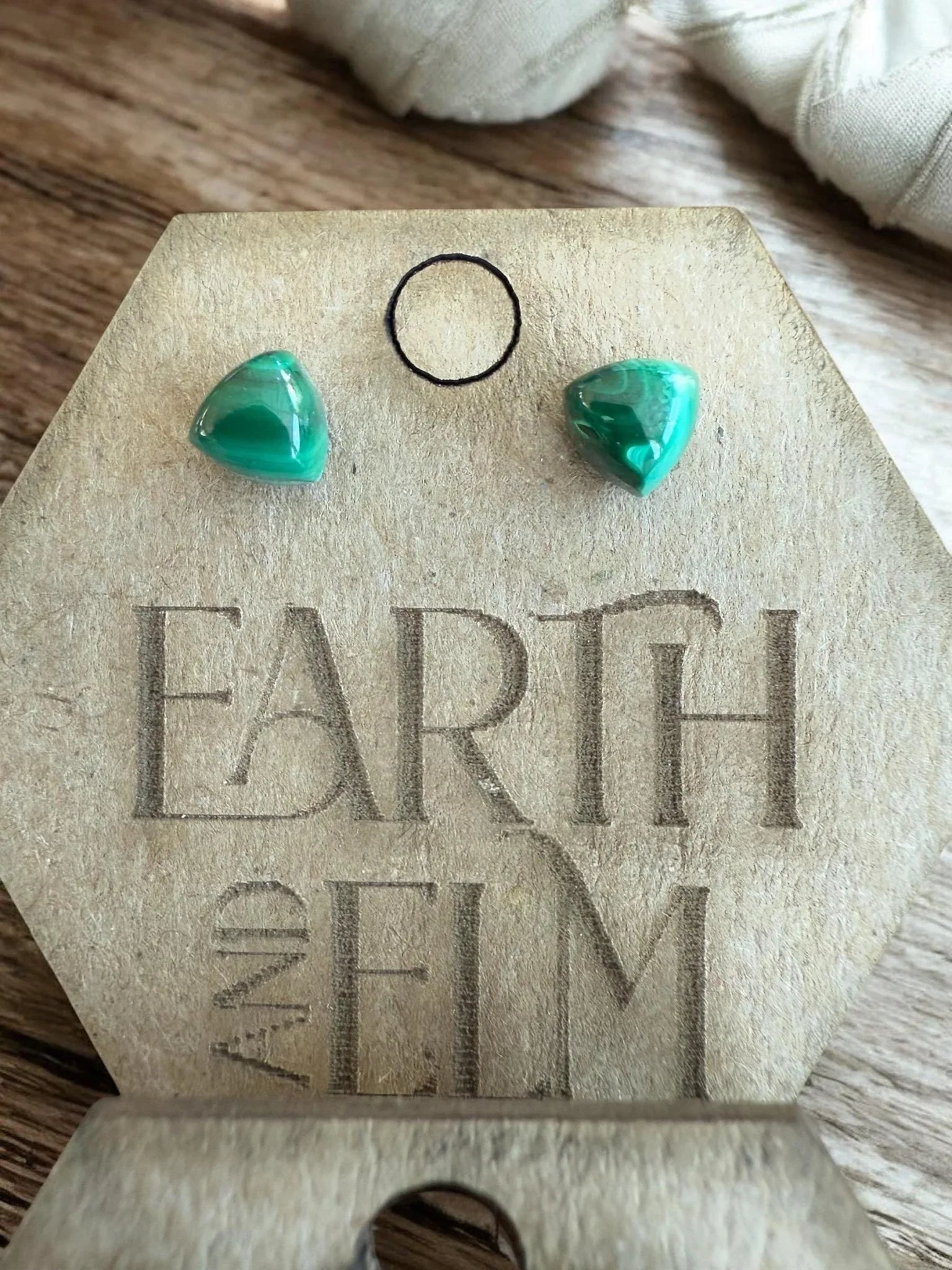 Malachite Trillion Studs - earthandelm