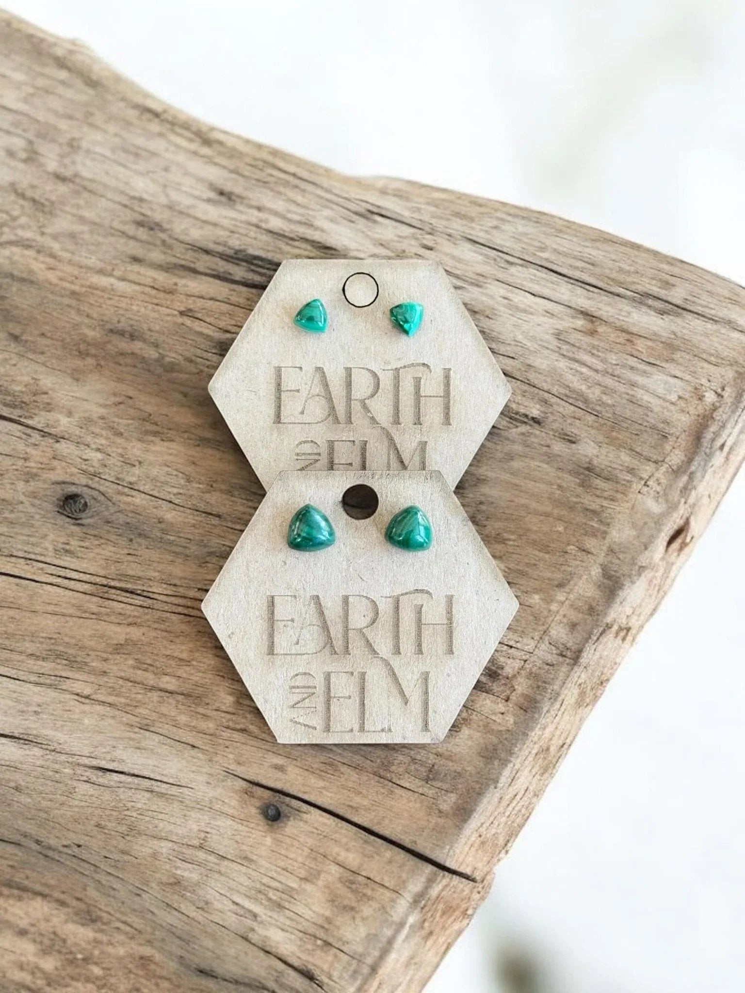 Malachite Trillion Studs - earthandelm