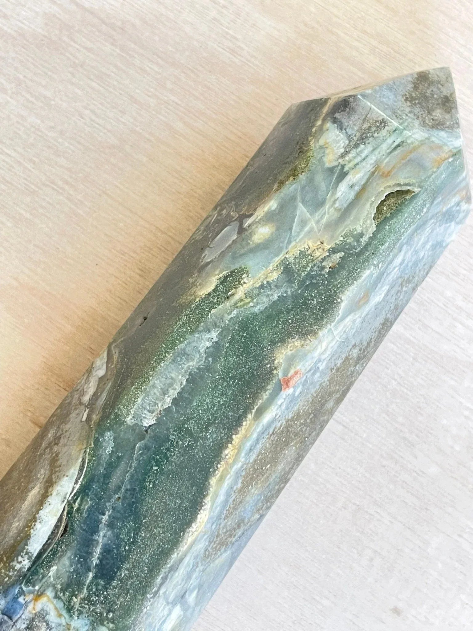 Massive Moss Agate Tower | XXL Moss Agate Point | Large Moss Agate Generator - earthandelm