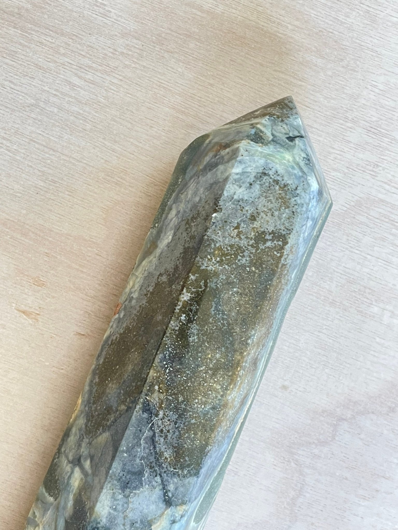 Massive Moss Agate Tower | XXL Moss Agate Point | Large Moss Agate Generator - earthandelm