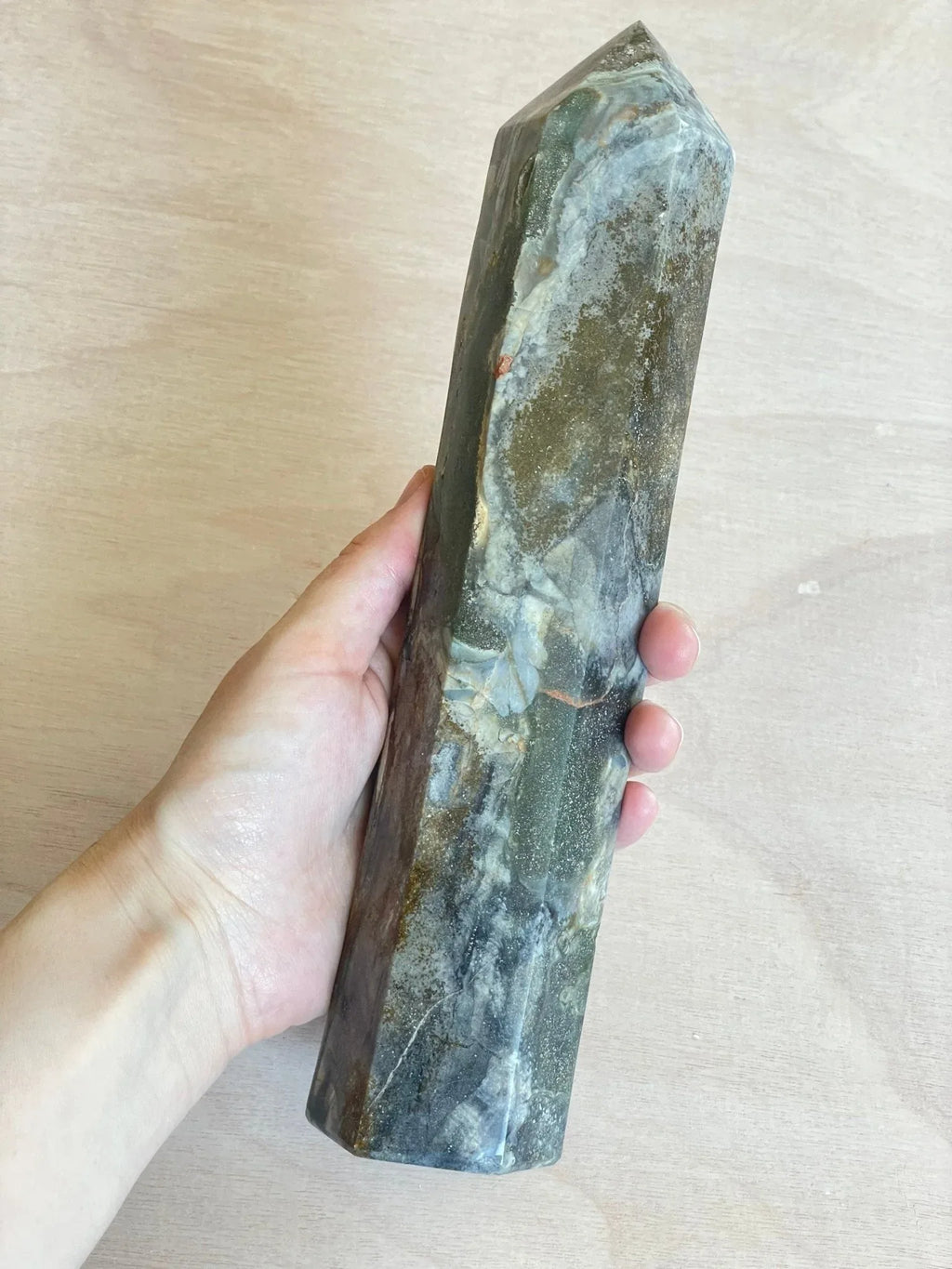 Massive Moss Agate Tower | XXL Moss Agate Point | Large Moss Agate Generator - earthandelm
