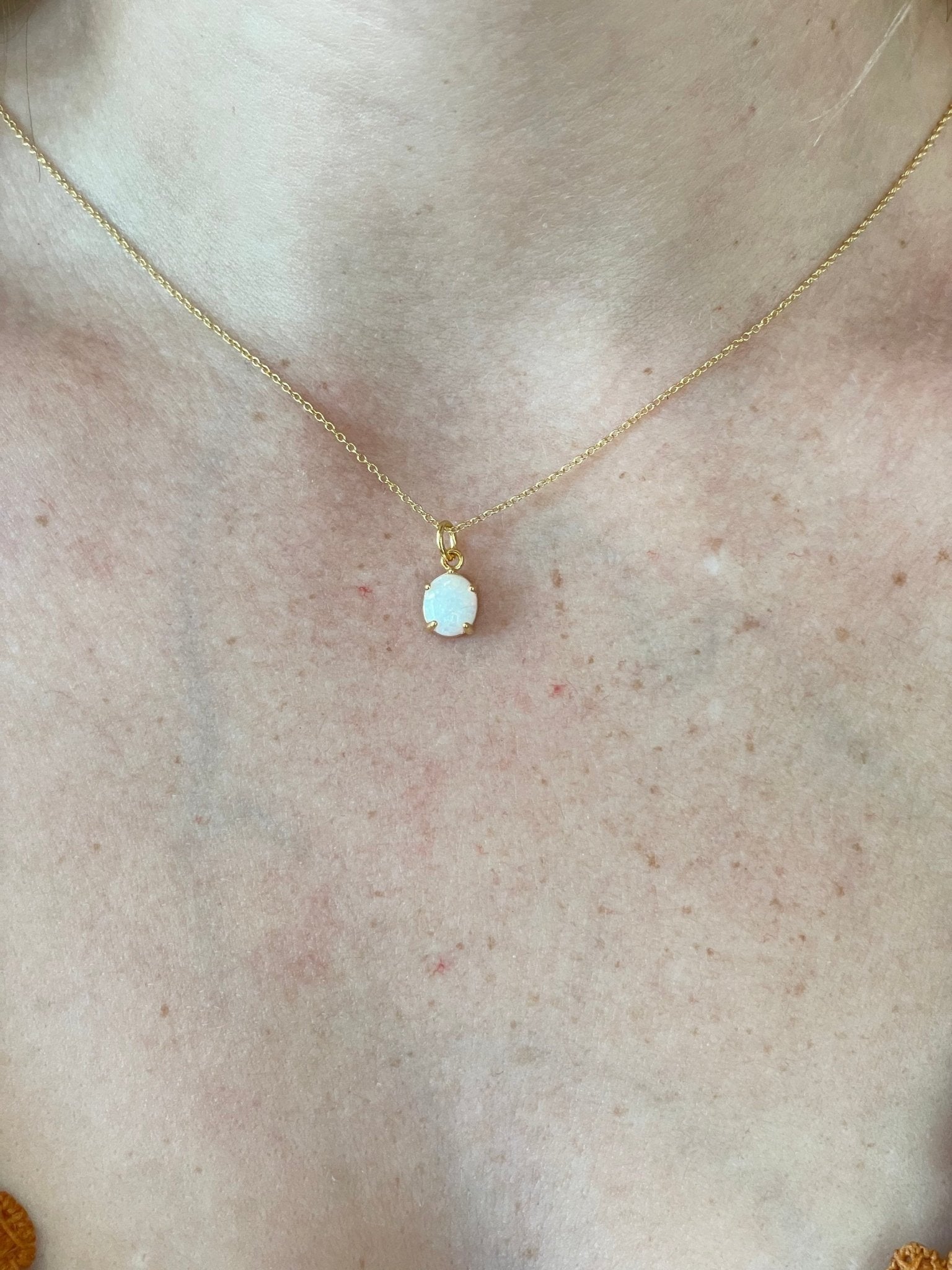 Minimalist Gold Opal Necklace - earthandelm