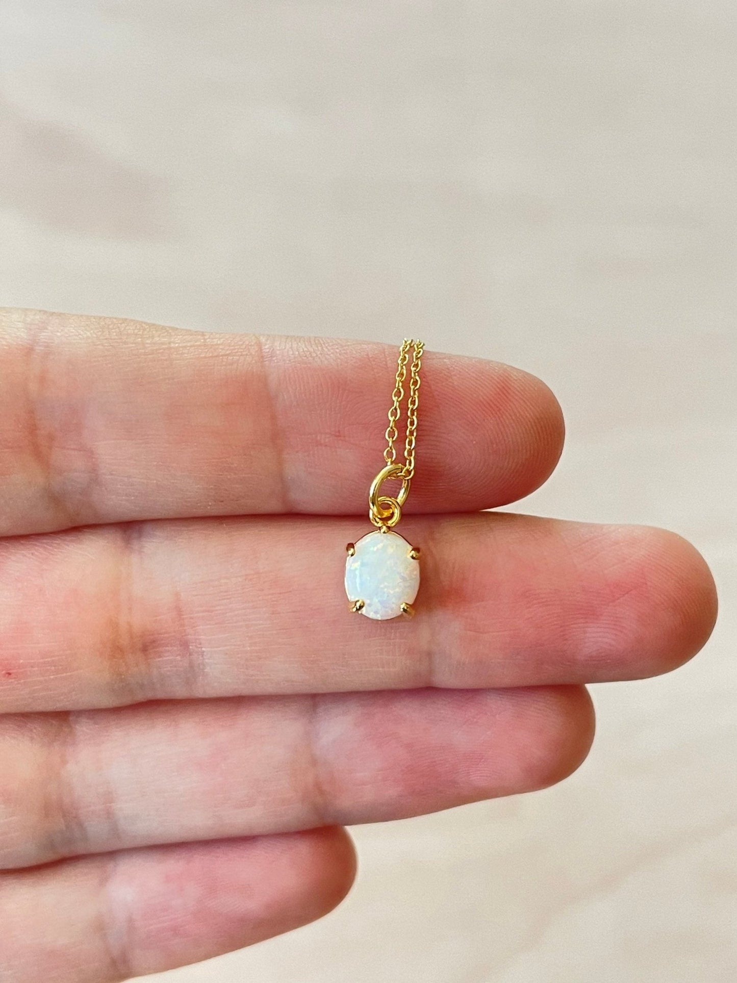 Minimalist Gold Opal Necklace - earthandelm