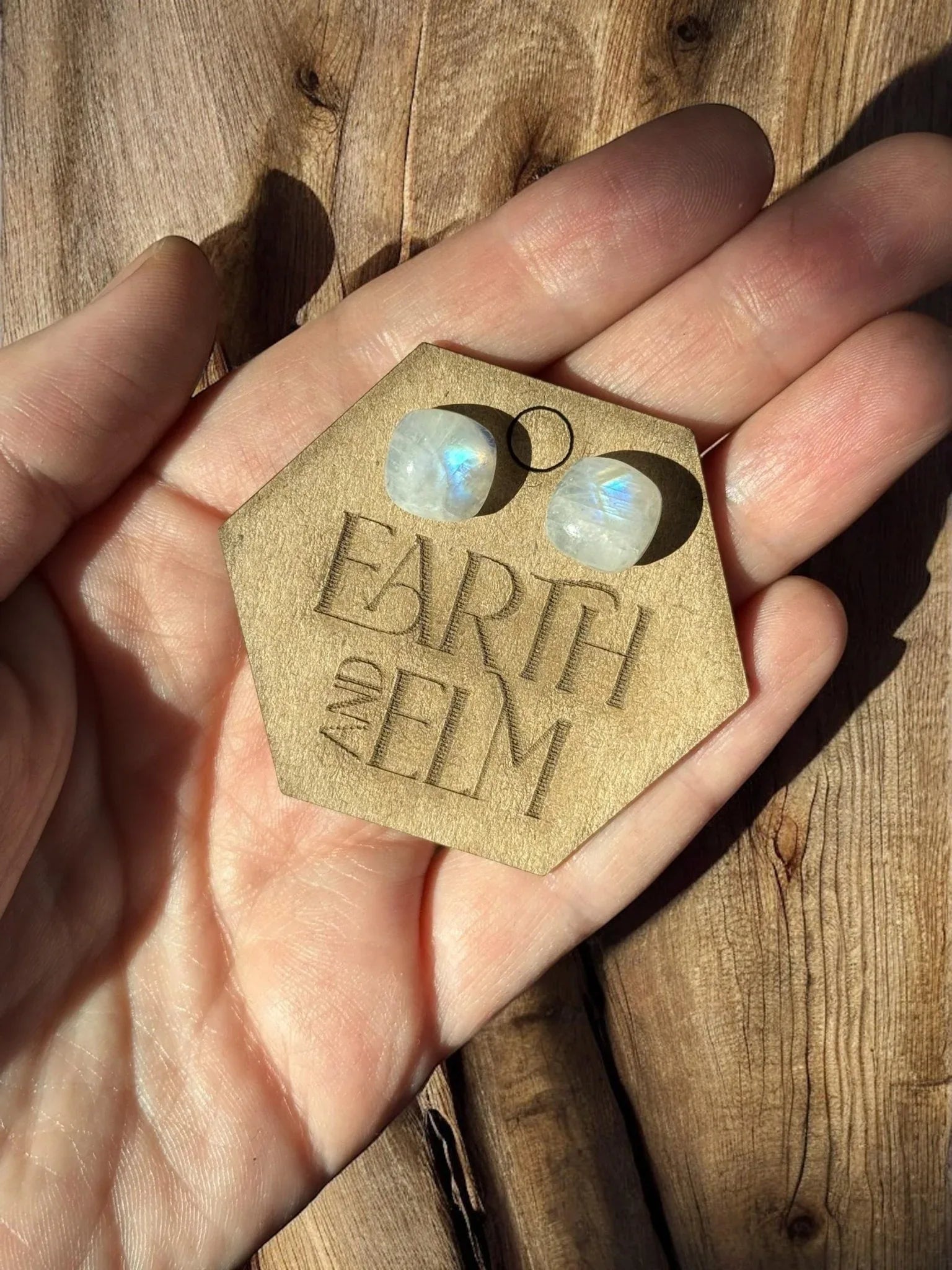 Moonstone Cushion Studs - earthandelm