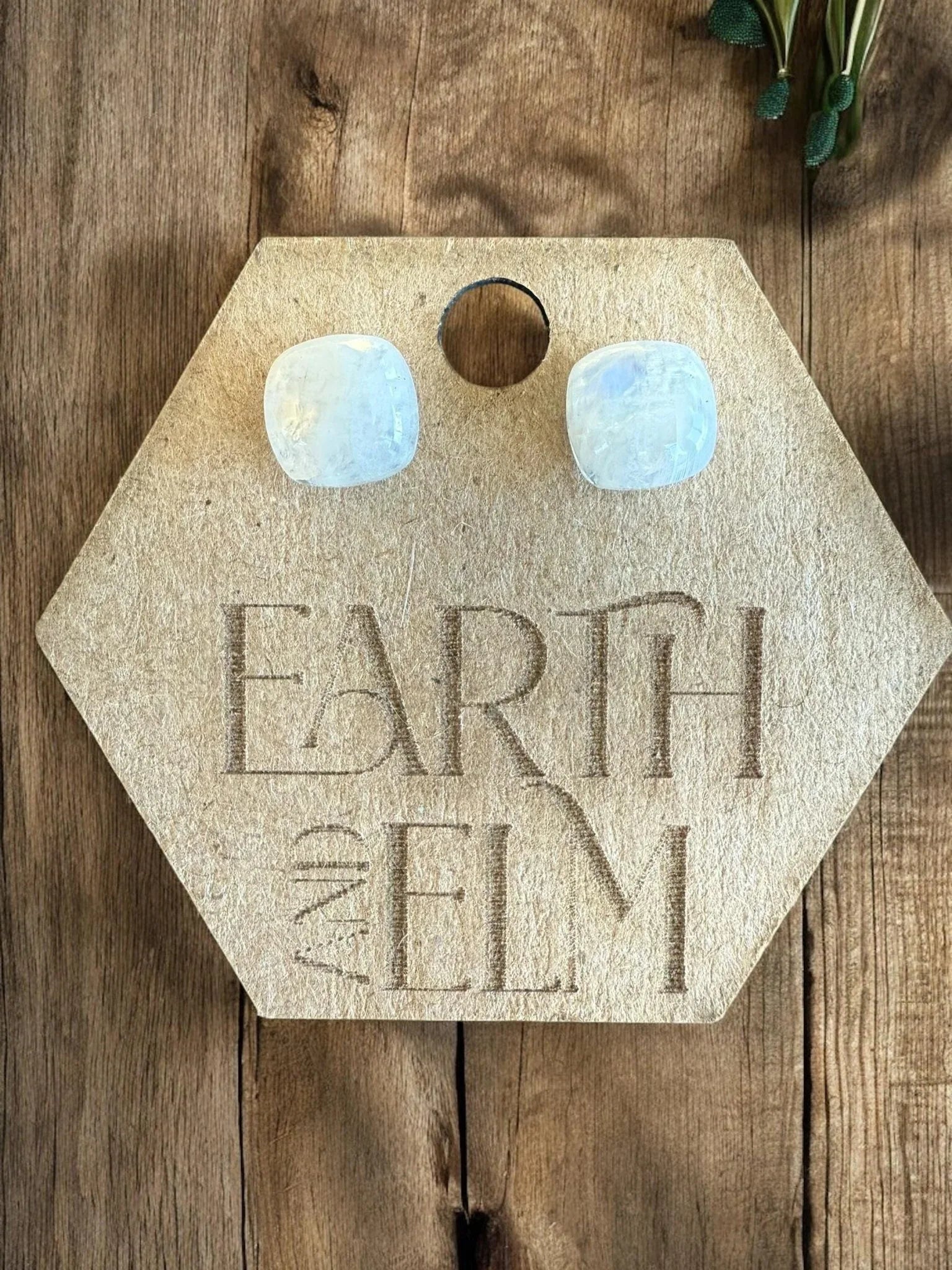 Moonstone Cushion Studs - earthandelm