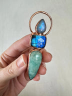Moonstone, Labradorite and Amazonite Pendant - earthandelm