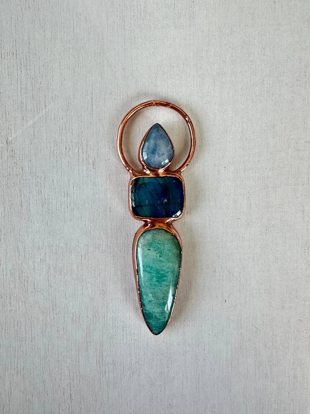 Moonstone, Labradorite and Amazonite Pendant - earthandelm