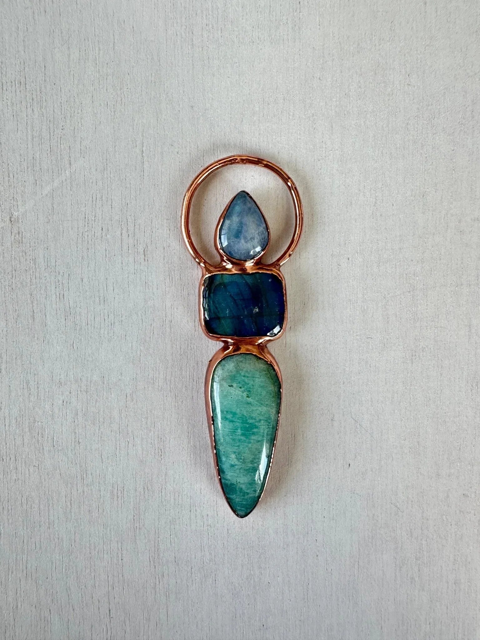 Moonstone, Labradorite and Amazonite Pendant - earthandelm
