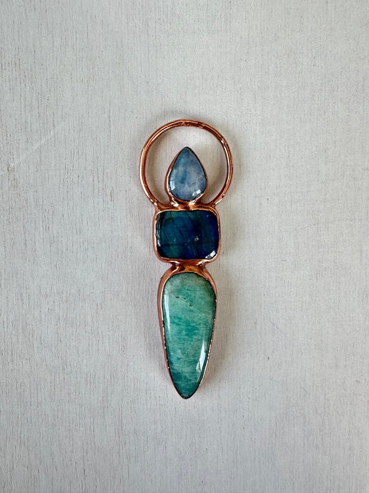 Moonstone, Labradorite and Amazonite Pendant - earthandelm