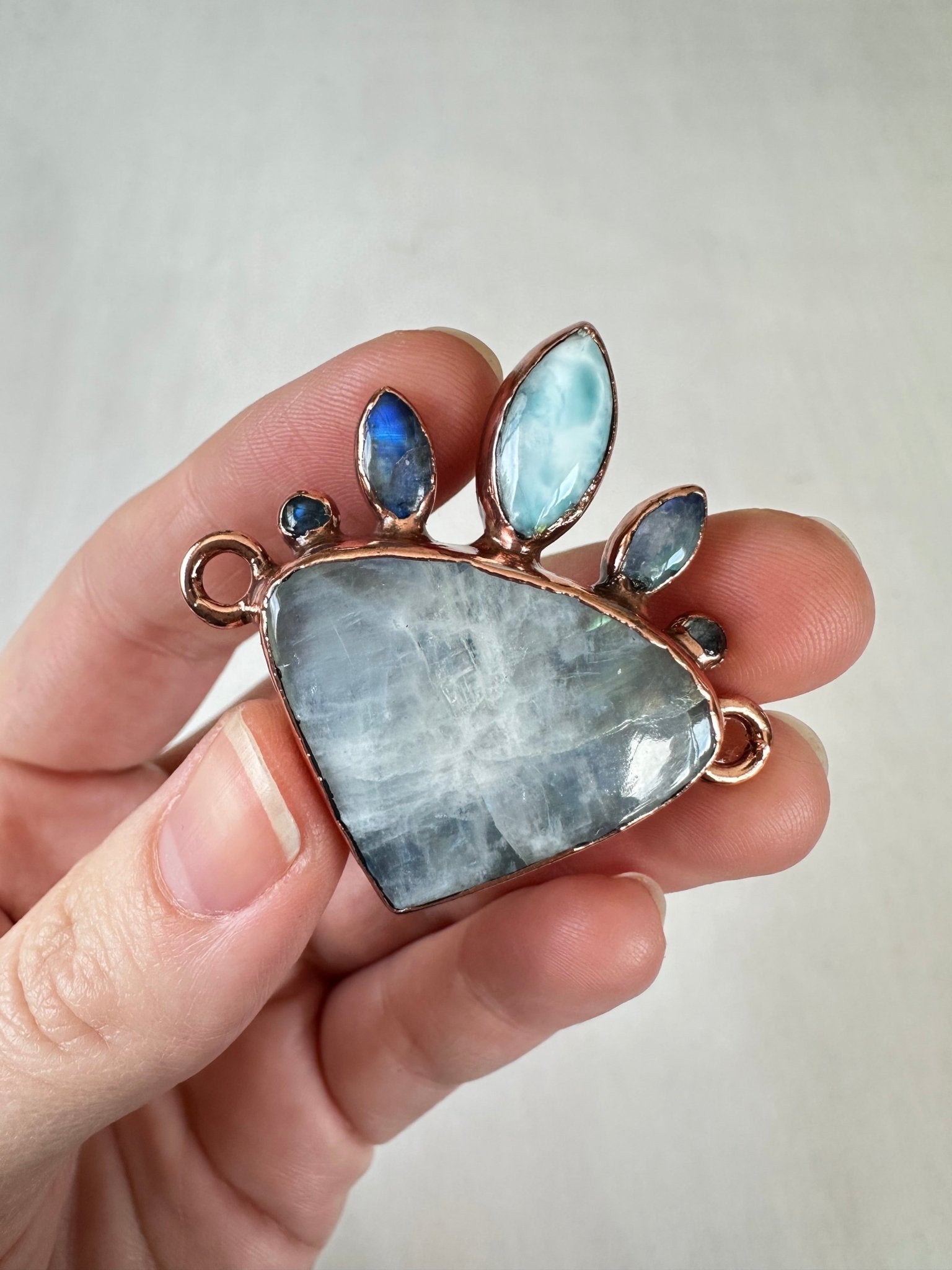 Moonstone, Larimar and Labradorite Pendant - earthandelm