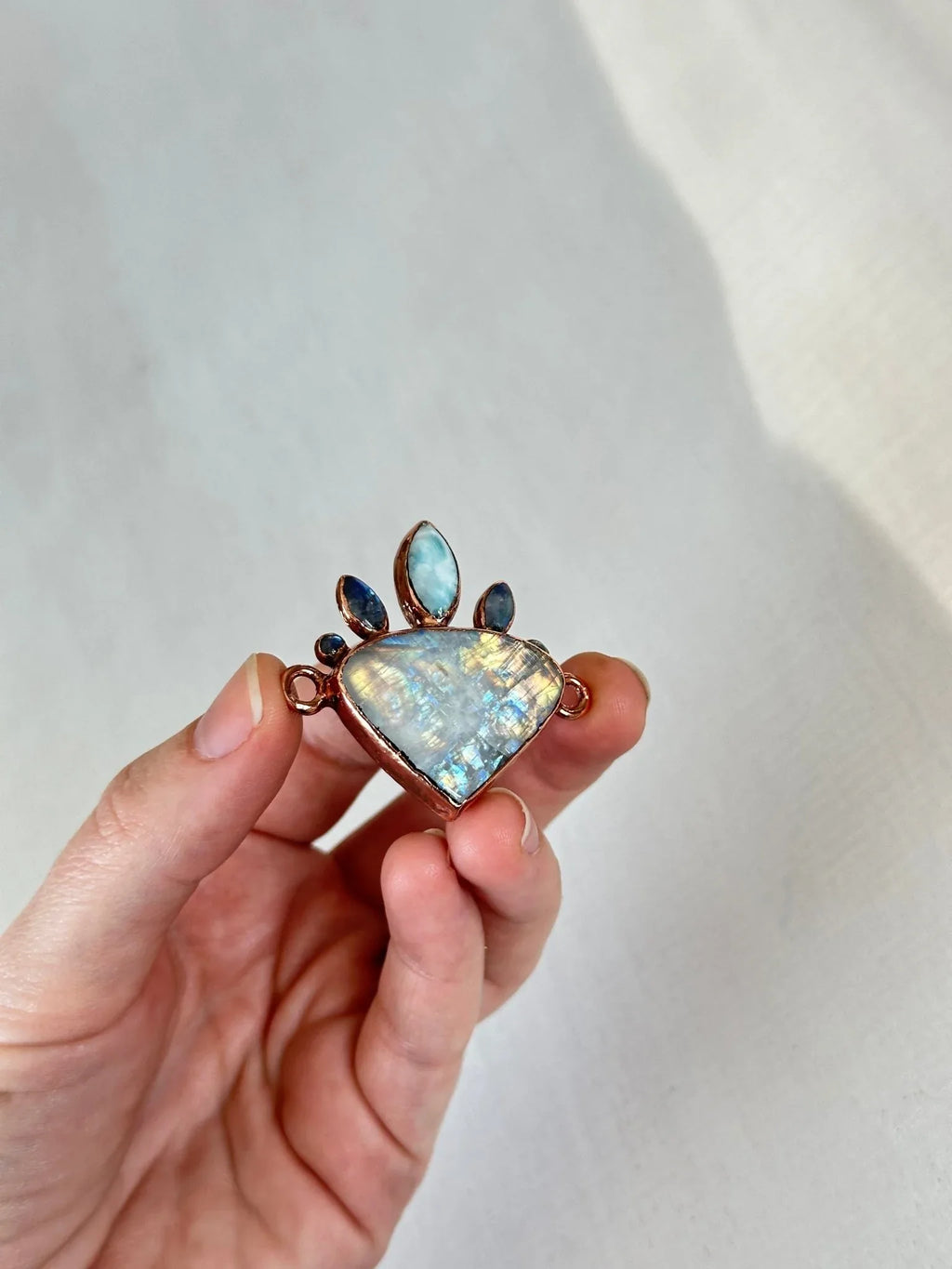Moonstone, Larimar and Labradorite Pendant - earthandelm