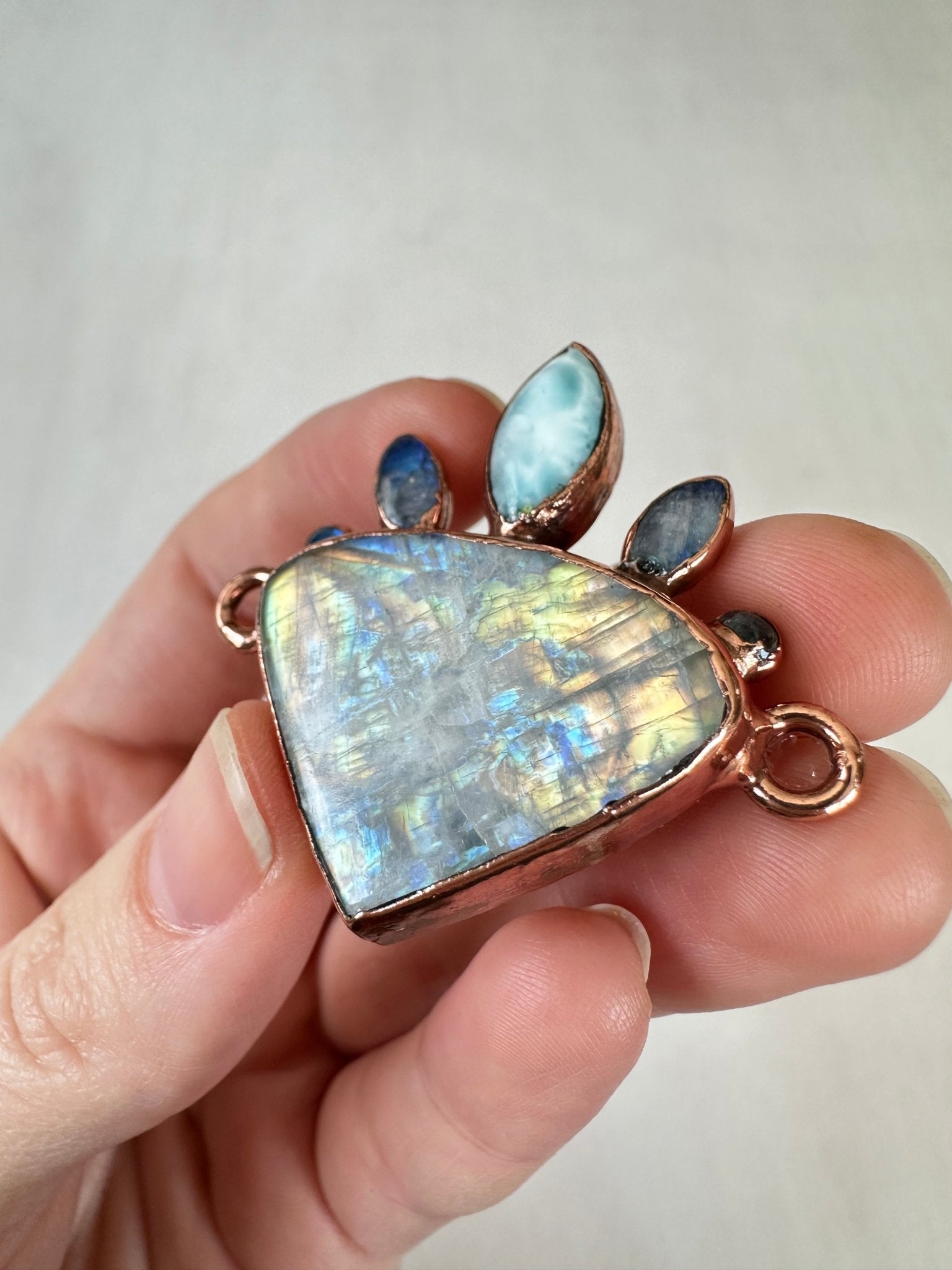 Moonstone, Larimar and Labradorite Pendant - earthandelm