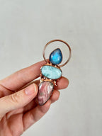 Moonstone, Larimar & Rhodochrosite Pendant - earthandelm