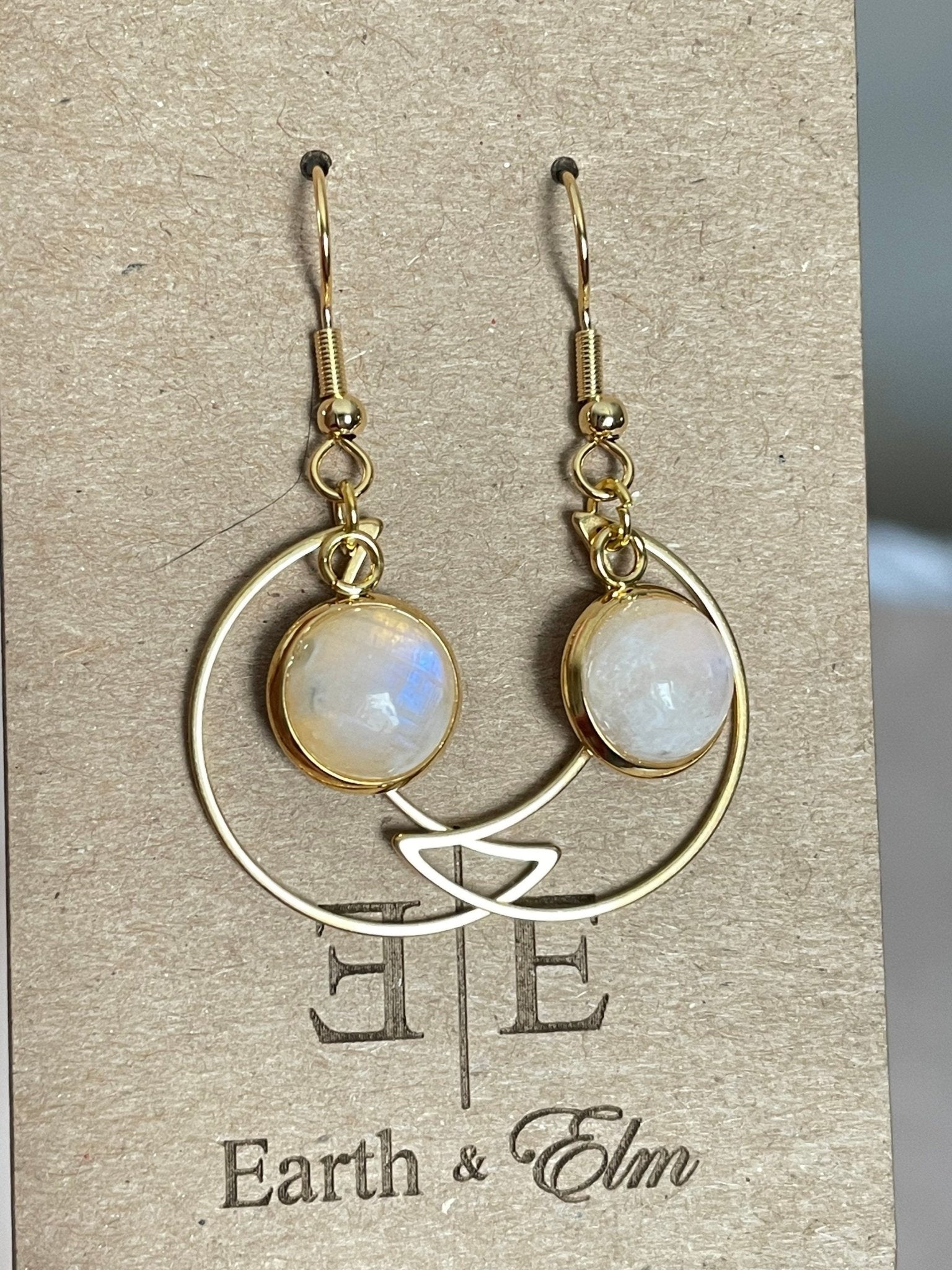 Moonstone Moon Dangle Drop - earthandelm